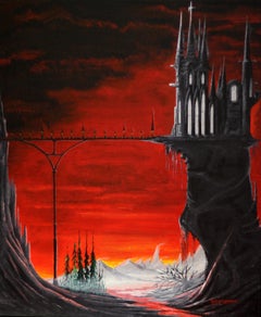 Dark Castle #1, Abstract Landscape Painting on Canvas, 2013