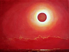 Solar Eclipse at Sea, Abstract Landscape Painting on Canvas, 2015
