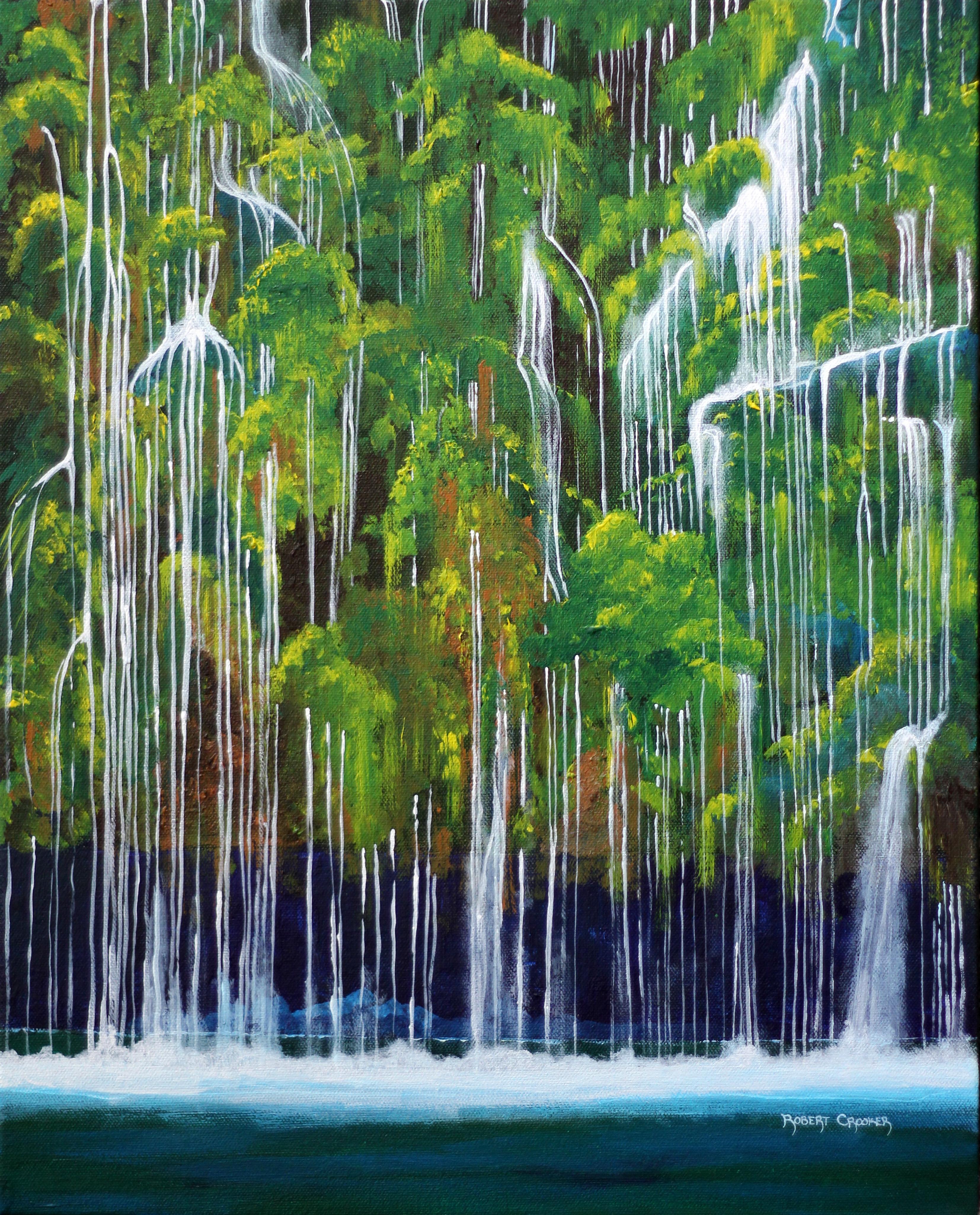 Lorsque les chutes d'eau tombent, peinture de paysage originale, 2017