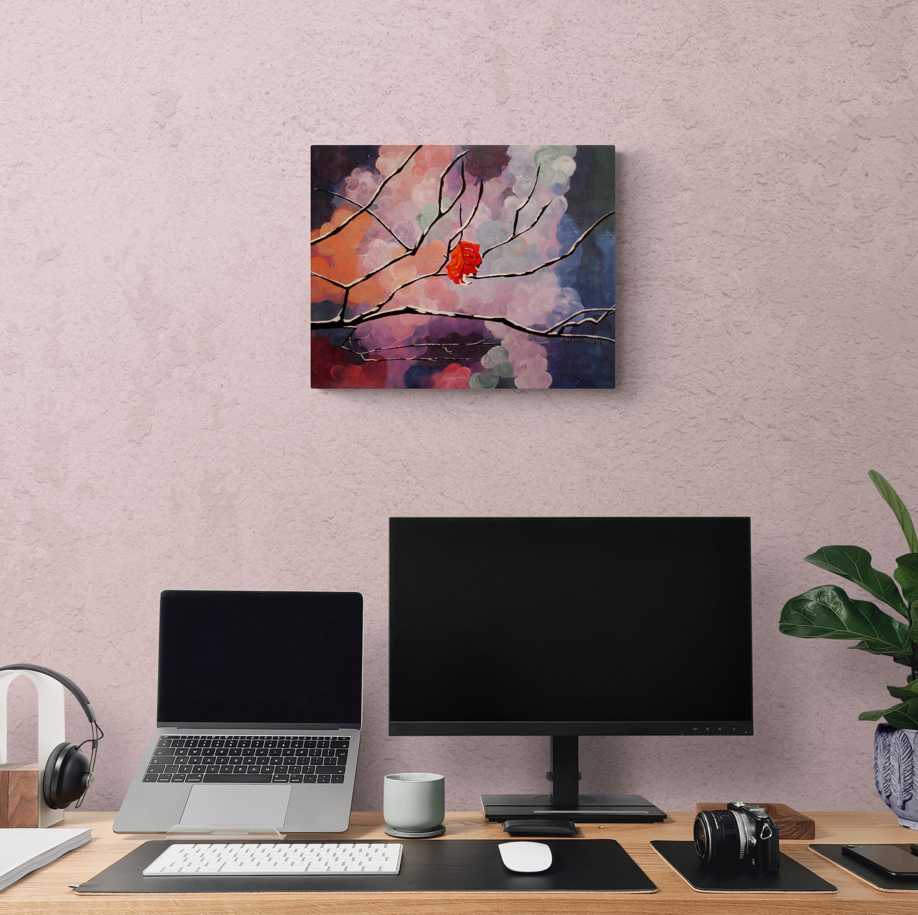 Flor de invierno, bodegón acrílico contemporáneo original sobre lienzo en venta 2