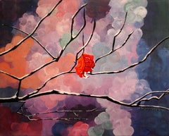 Winter Flower, Original Contemporary Acrylic Still Life Painting on Canvas