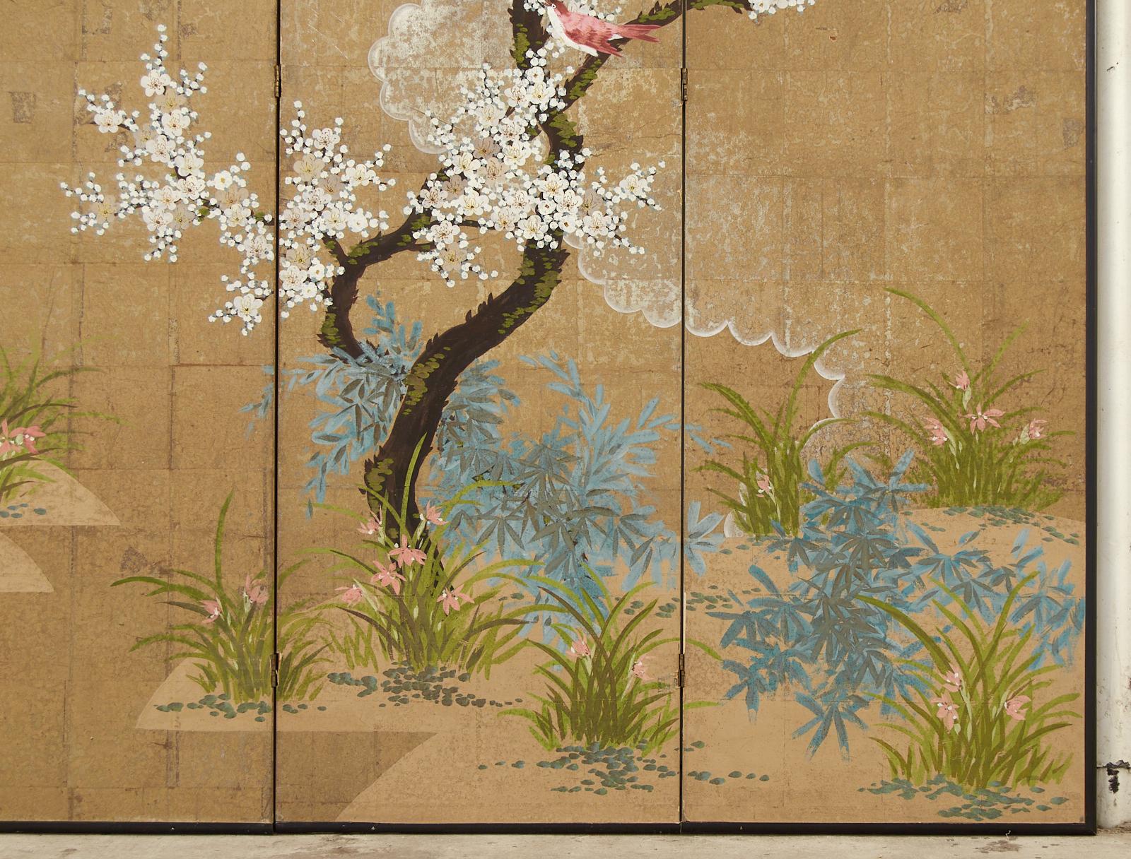 Robert Crowder Chinoiserie Four Panel Screen Flora and Fauna 4