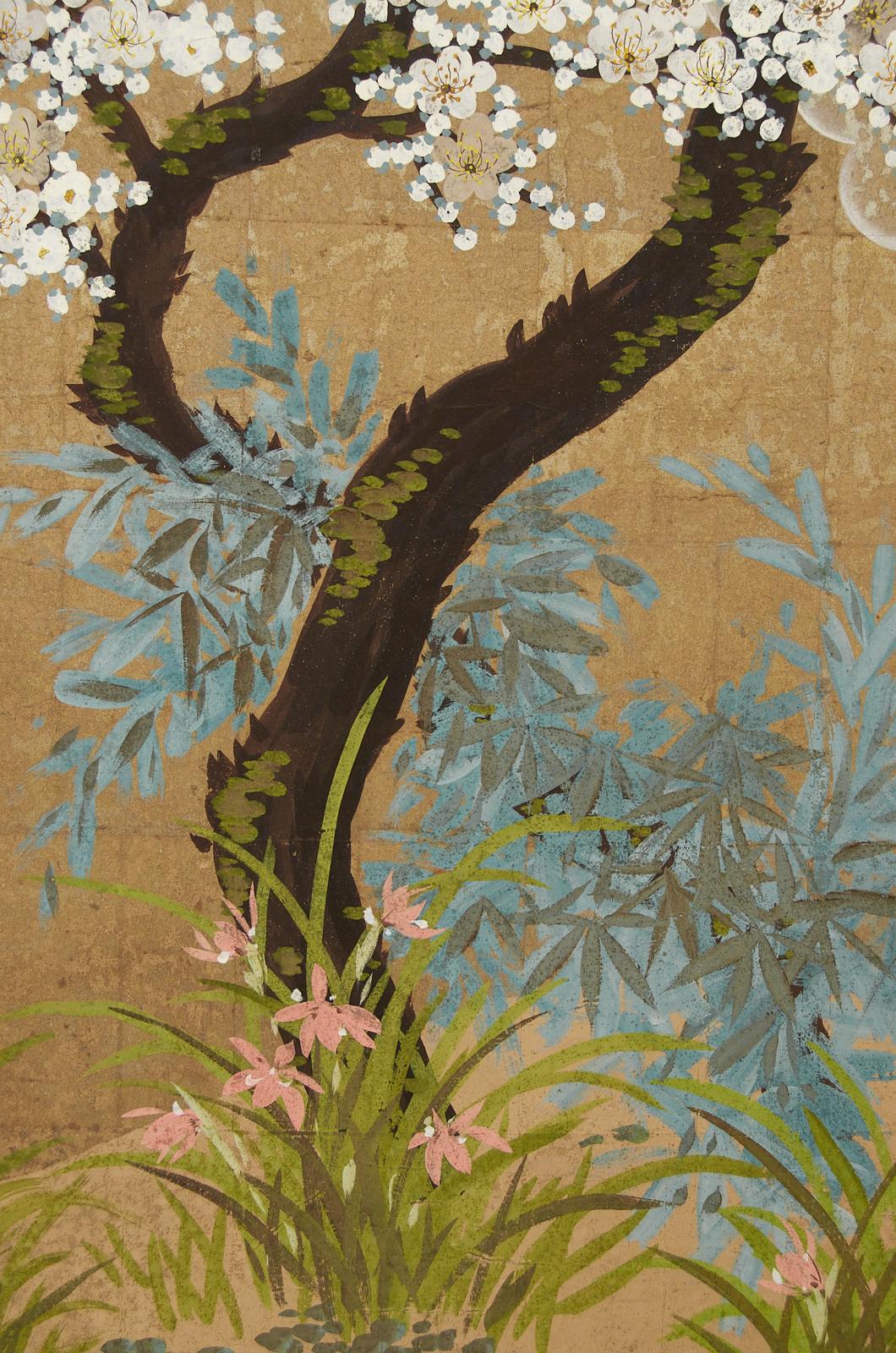 Robert Crowder Chinoiserie Four Panel Screen Flora and Fauna 7