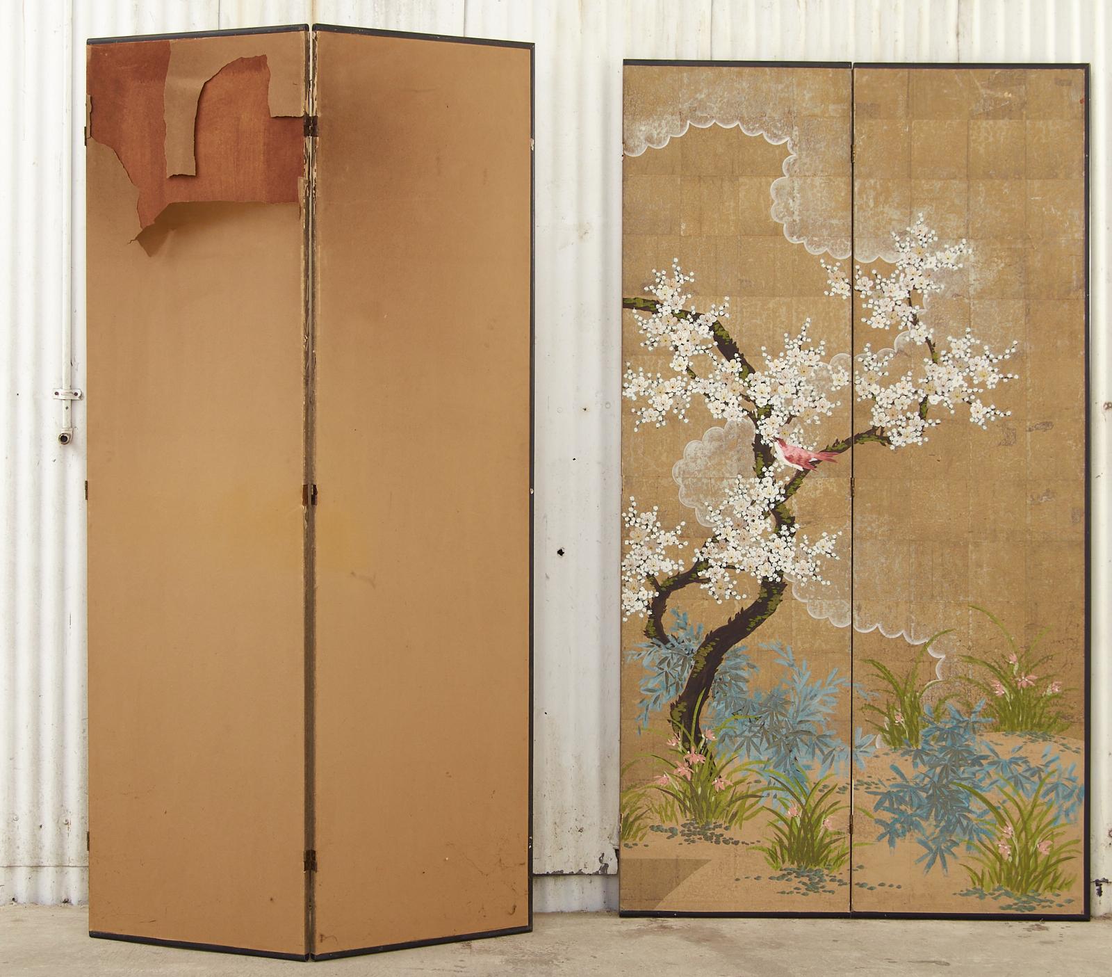Robert Crowder Chinoiserie Four Panel Screen Flora and Fauna 13