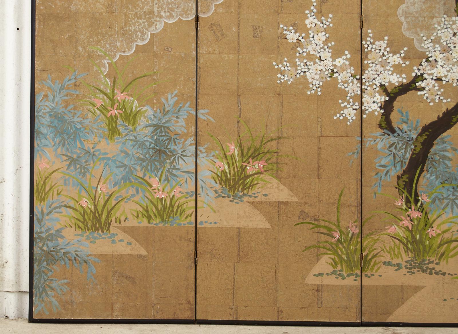 Robert Crowder Chinoiserie Four Panel Screen Flora and Fauna 2