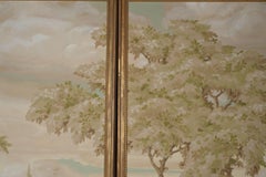 Robert Crowder Signed 5 Panel Large Japanese Nihonga Lanscape Pastoral Painting