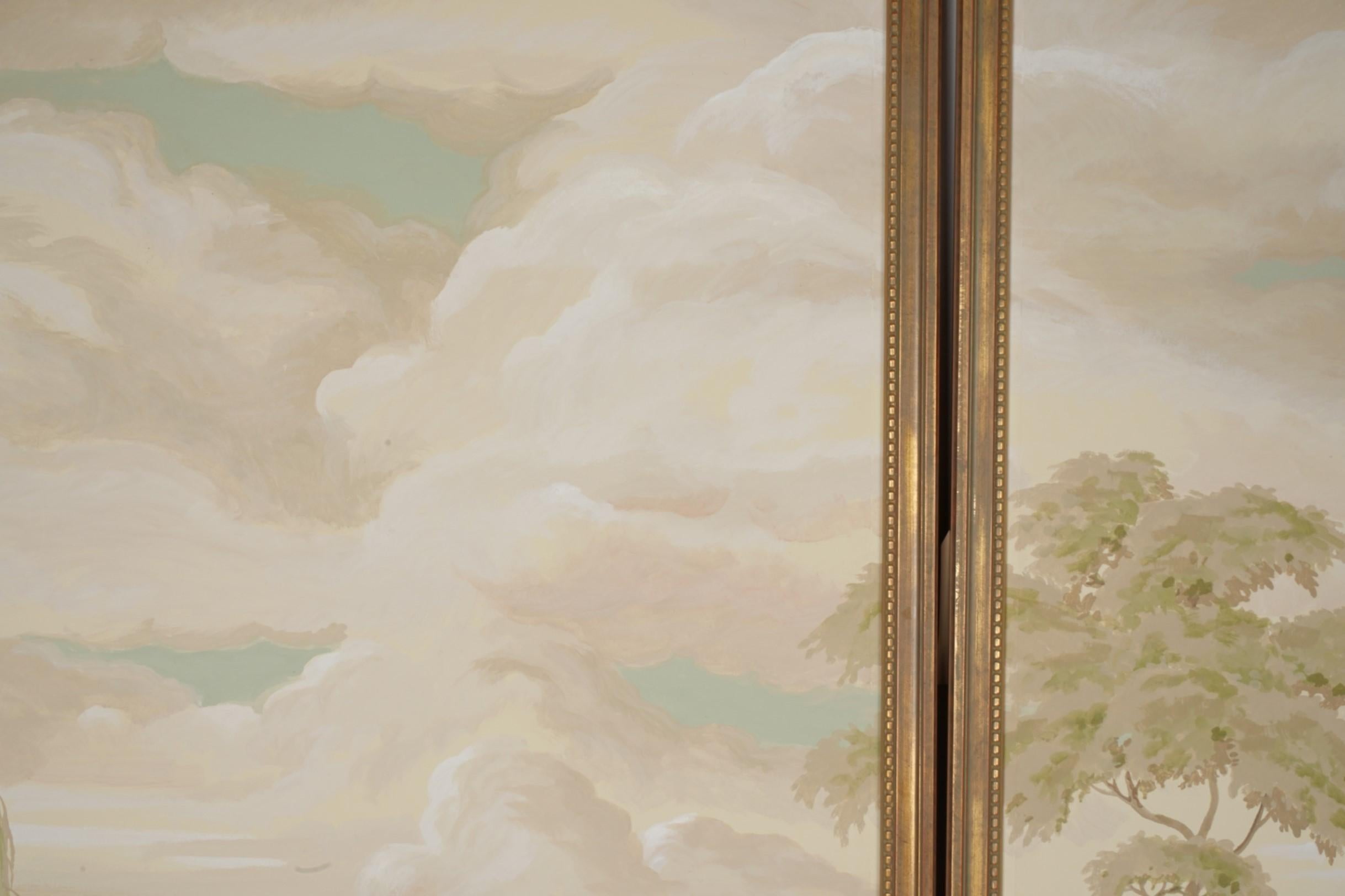Robert Crowder Grande peinture japonaise de paysage champêtre Nihonga à 5 panneaux, signée Bon état - En vente à Studio City, CA