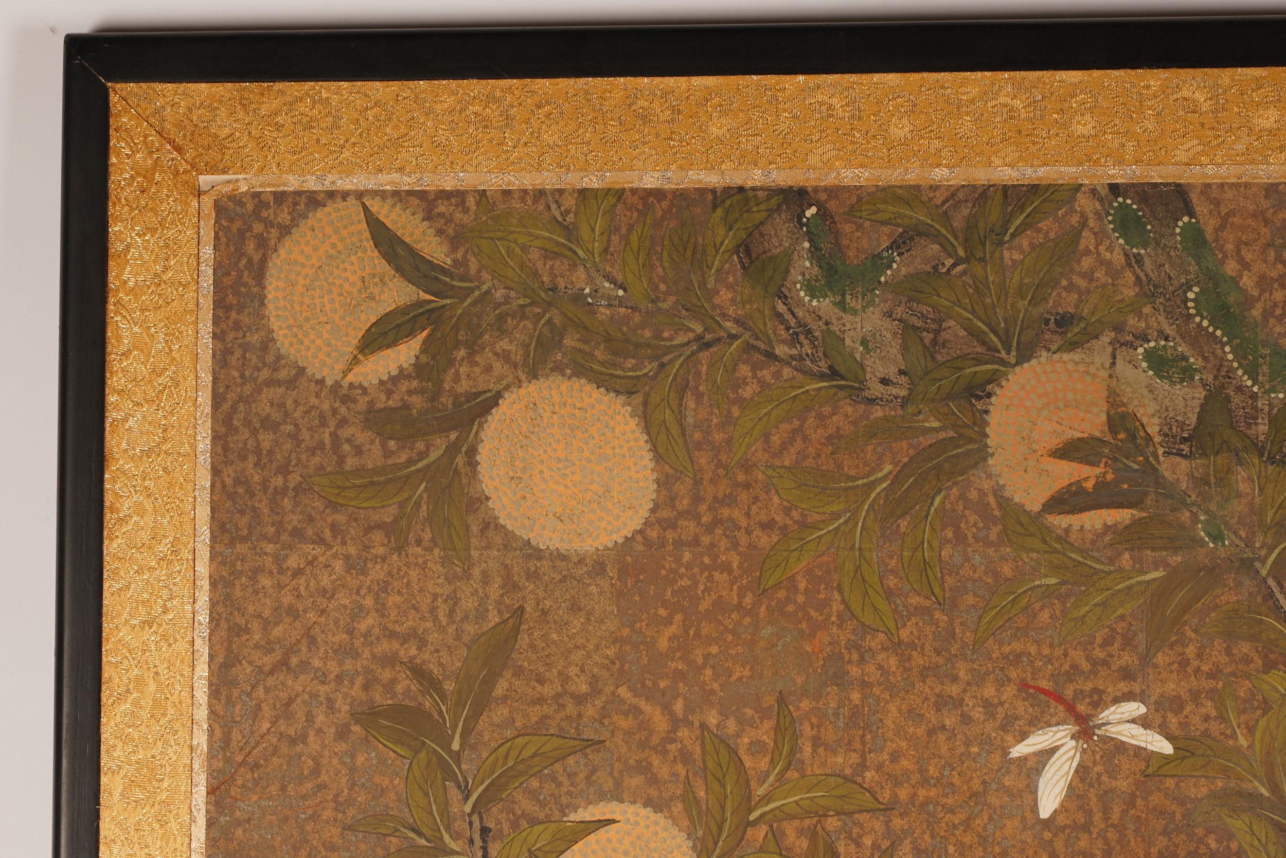Showa Robert Crowder Signed Japanese Asian Single-Panel Byobu Screen Nihonga Painting