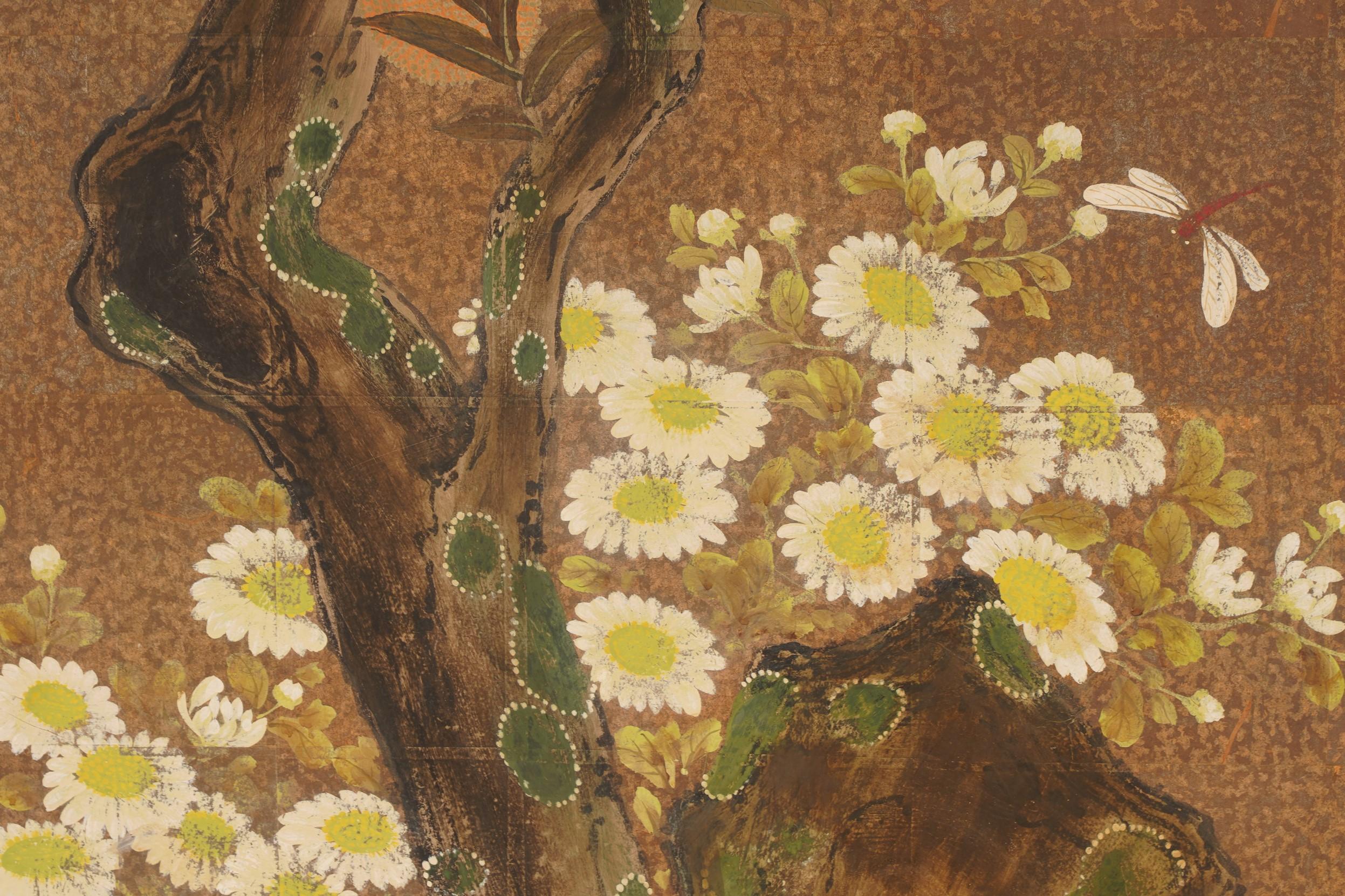 Textile Robert Crowder Signed Japanese Asian Single-Panel Byobu Screen Nihonga Painting