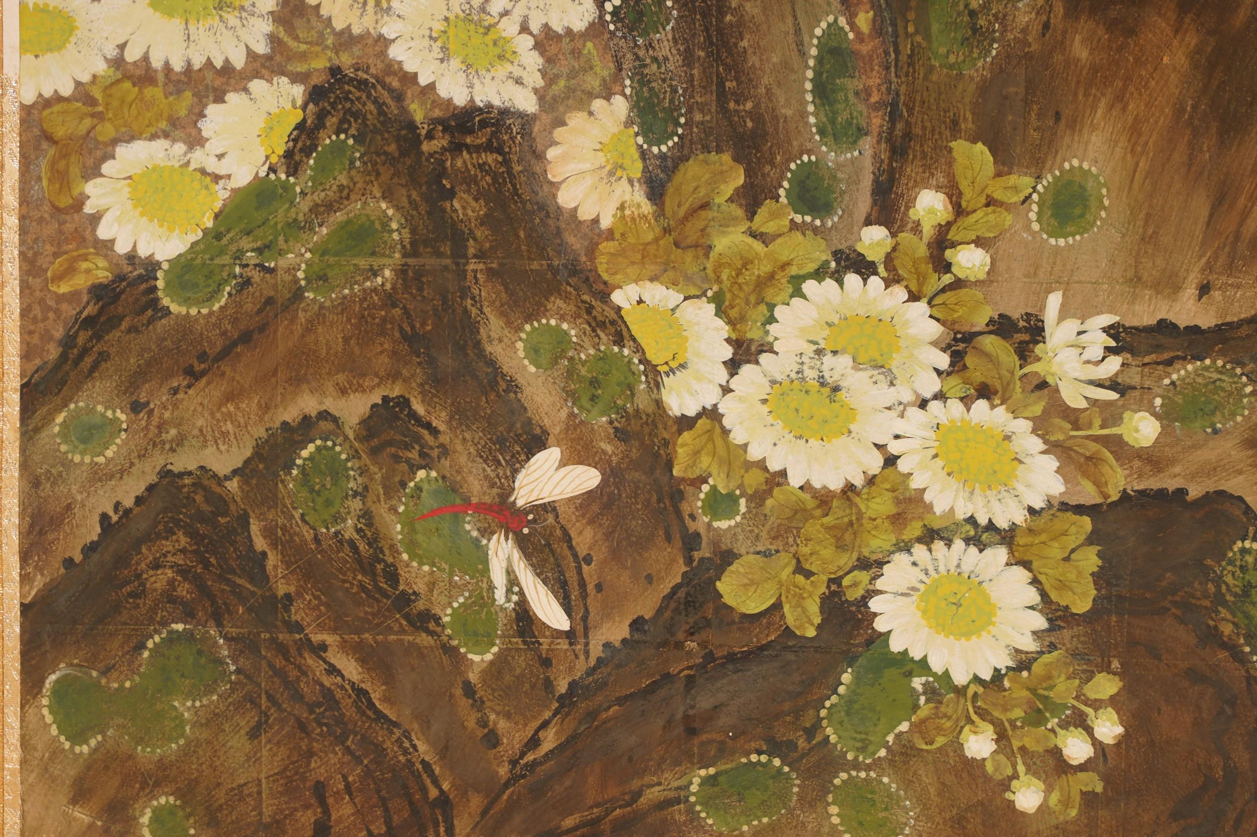 Robert Crowder Signed Japanese Asian Single-Panel Byobu Screen Nihonga Painting 1