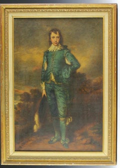 Robert Crozier Oil on Canvas Painting Blue Boy After Gainsborough