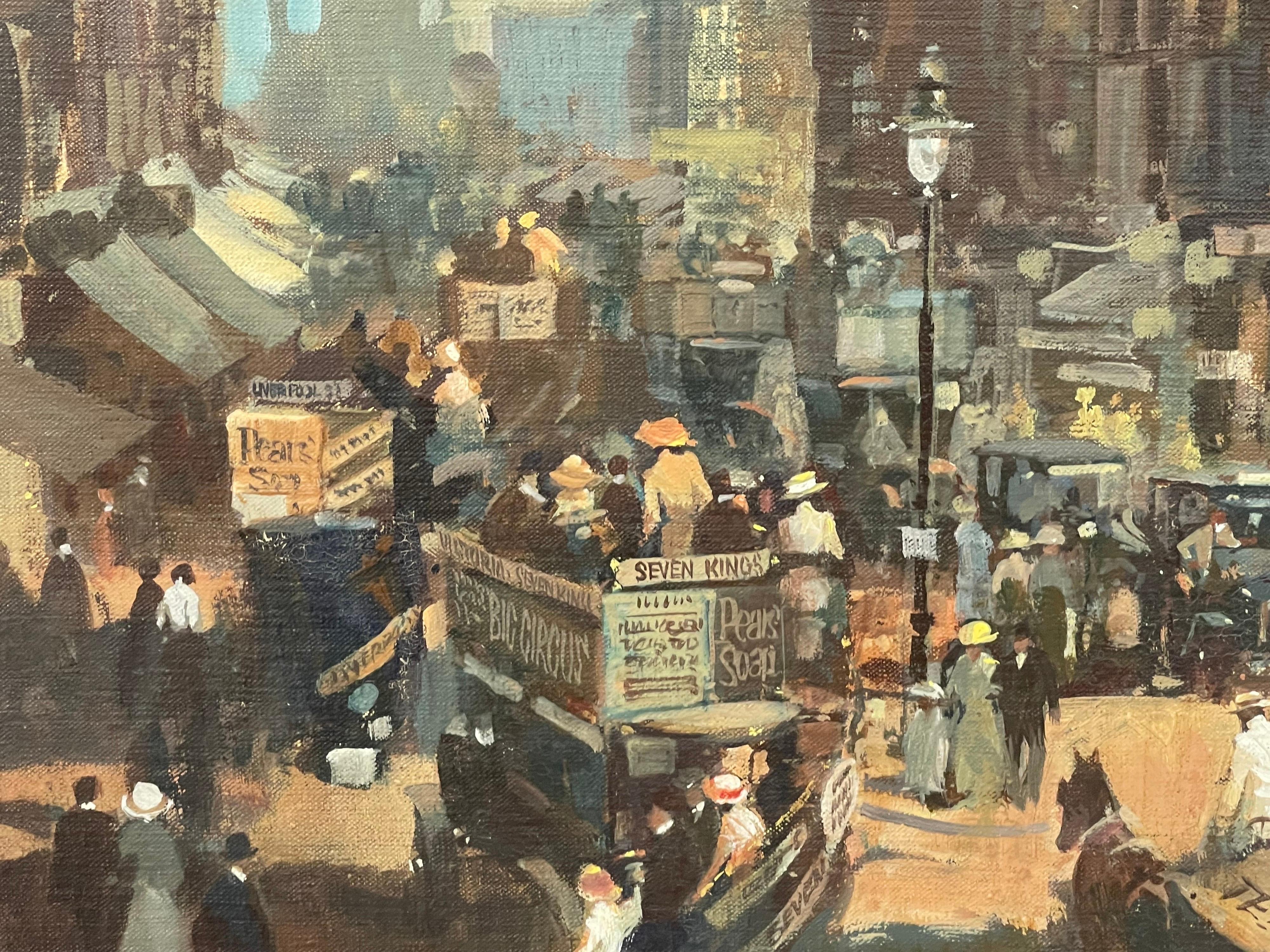 Peinture à l'huile de High Holborn London en 1910 par l'artiste irlandais impressionniste moderne en vente 6
