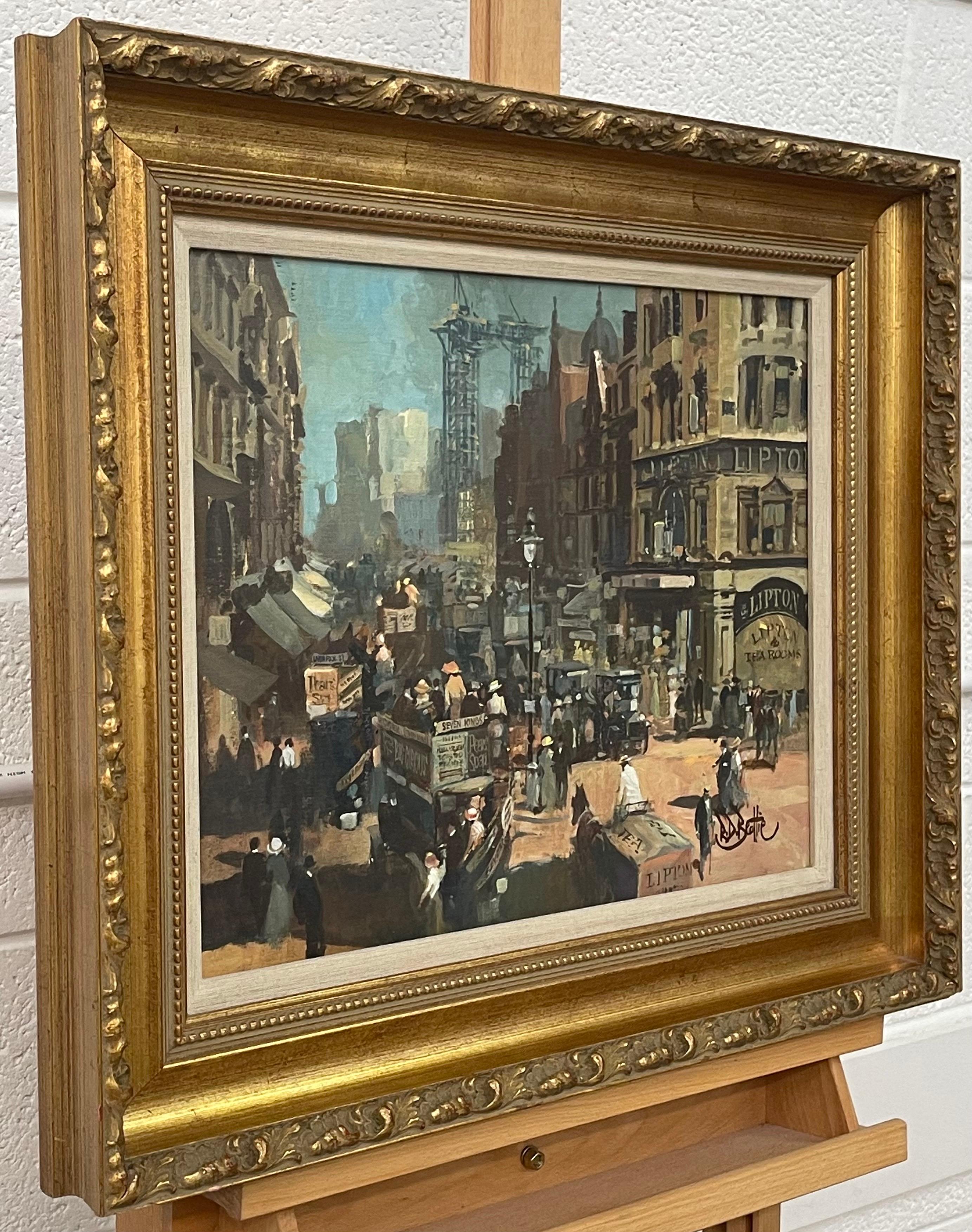 Peinture à l'huile de High Holborn London en 1910 par l'artiste irlandais impressionniste moderne - Painting de Robert D Beattie