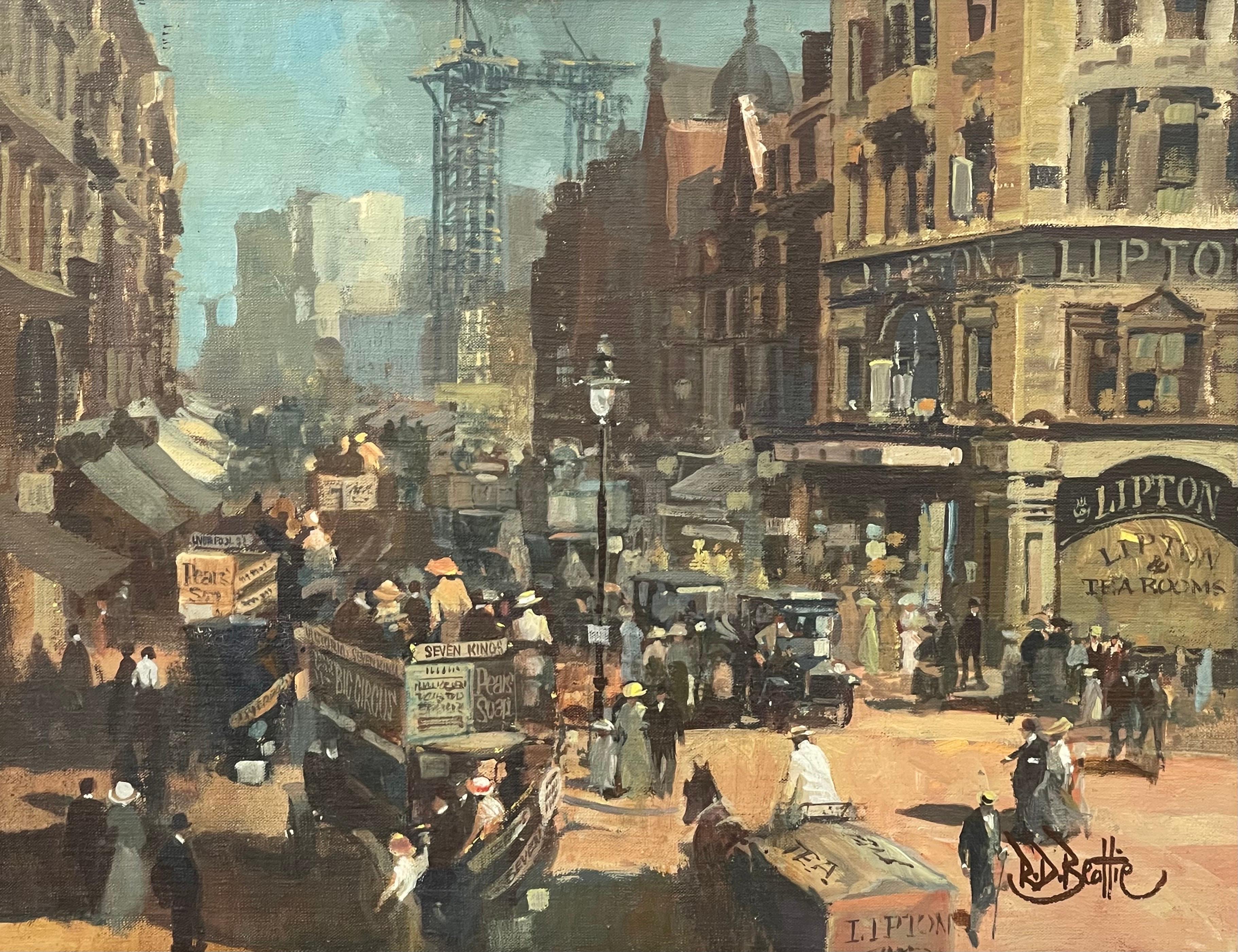Peinture à l'huile de High Holborn London en 1910 par l'artiste irlandais impressionniste moderne en vente 4
