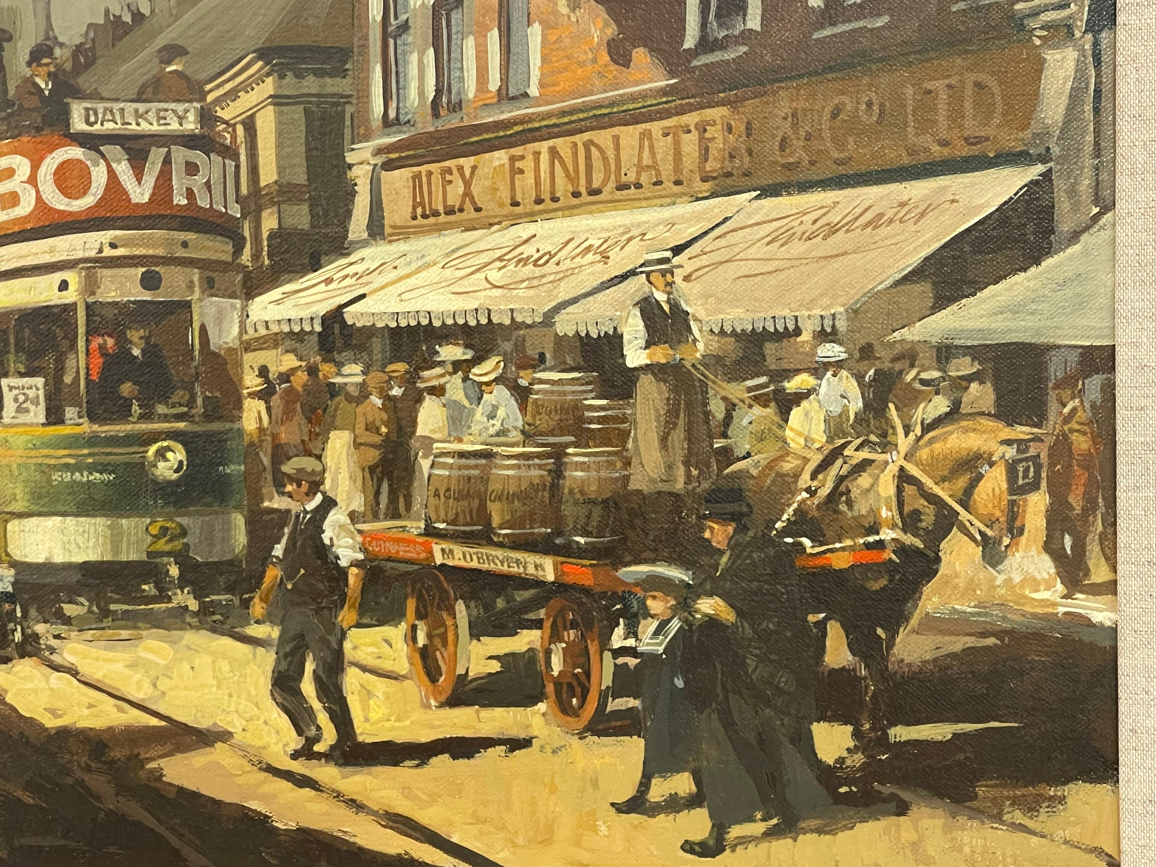 Peinture à l'huile de Kingstown Dublin en 1910 par l'artiste impressionniste irlandais moderne en vente 5