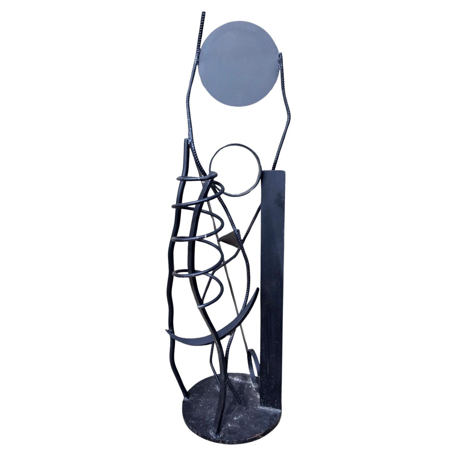 Robert D. Hansen Black Forged Metal Coil Abstract Contemporary Modern Sculpture For Sale