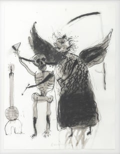 Robert Dandarov Angel and Skeleton Mix Media, 1985