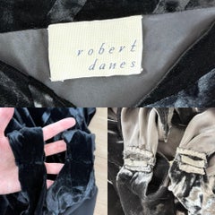 ROBERT DANES Black Velvet Bias Cut Striped Evening Gown Maxi Dress