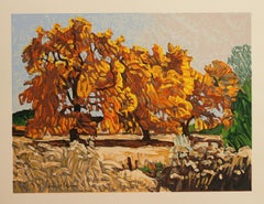 Vintage Cottonwoods hand-pulled serigraph by Robert Daughters