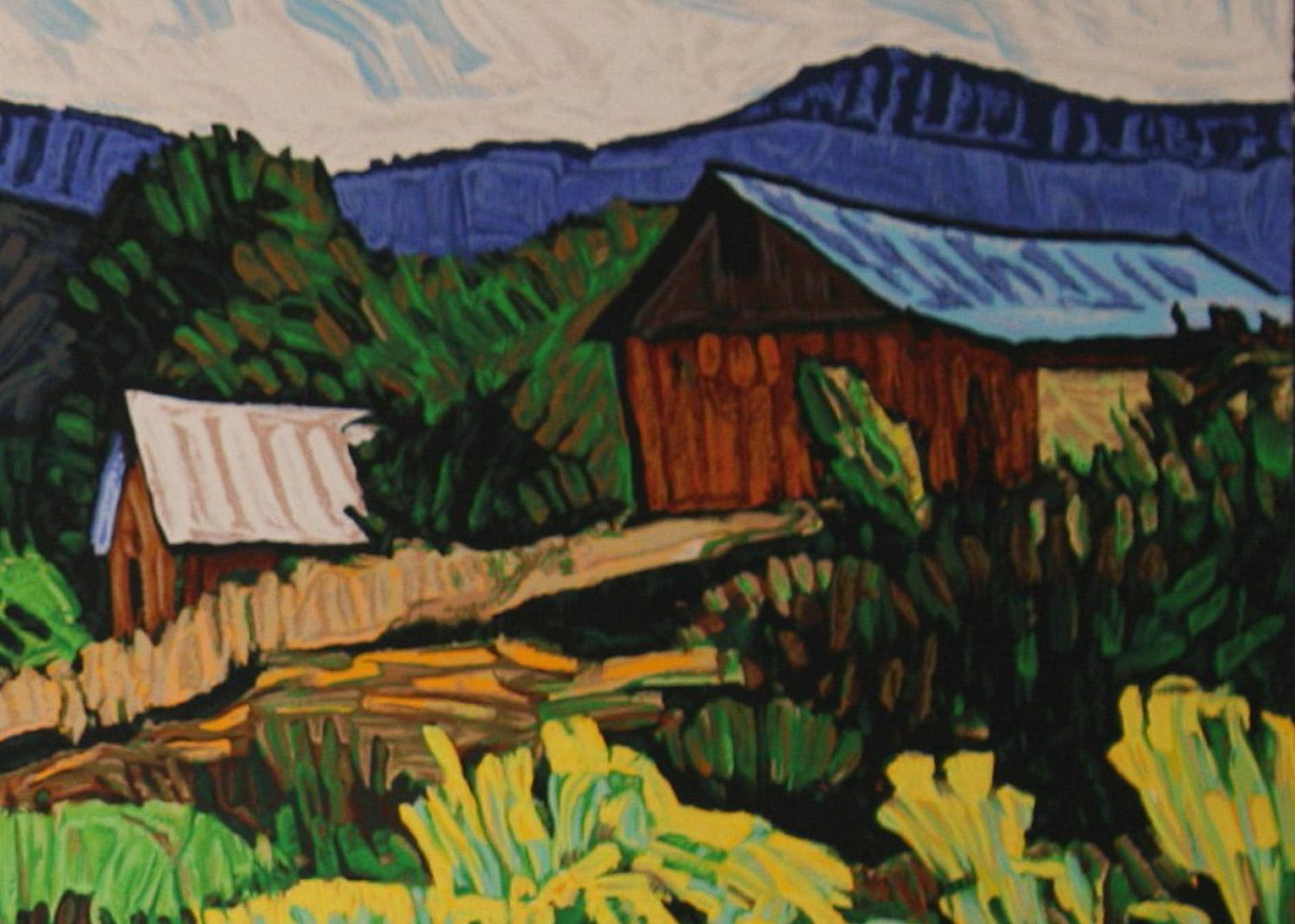 Mountain Pastoral original hand pulled limited ed. serigraph by Robert Daughters 1