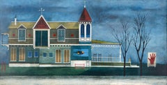 Mid Century Gothic Victorian House Landscape