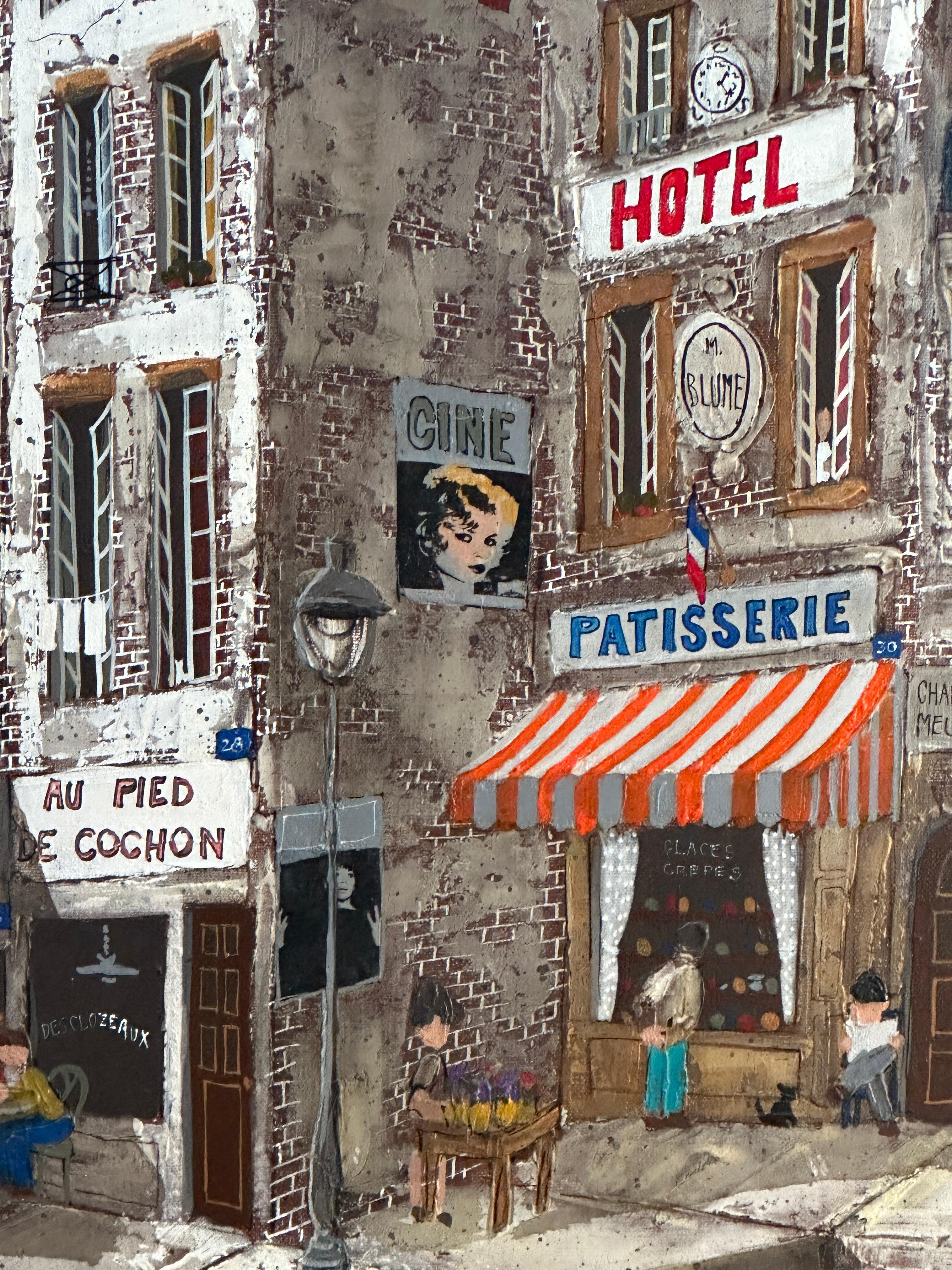 „Parisian Street“, Stadtlandschaft, Öl auf Leinwand von Robert Farrington im Angebot 1