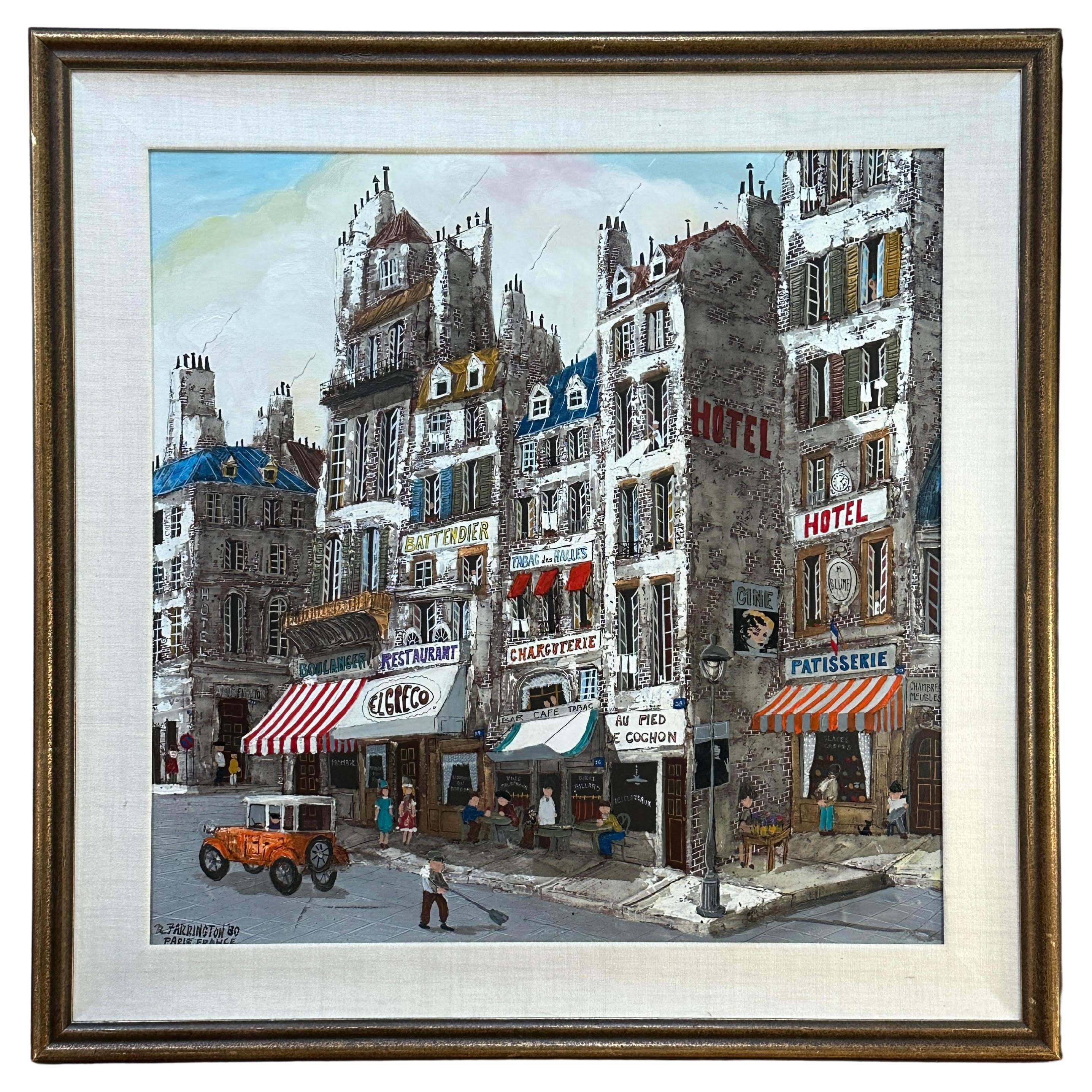 Robert David Farrington Landscape Painting - "Parisian Street", Cityscape Oil on Canvas by Robert Farrington