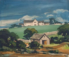 Robert Dawson - Huile sur toile du XXe siècle, encadrée : Une ferme dans les collines du Staffordshire