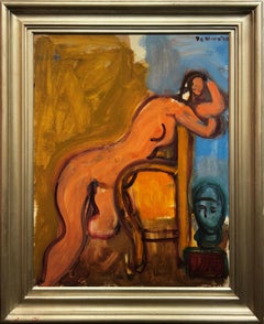 "Nude Leaning on Back of Chair" Robert de Niro Sr., Female Nude, New York School