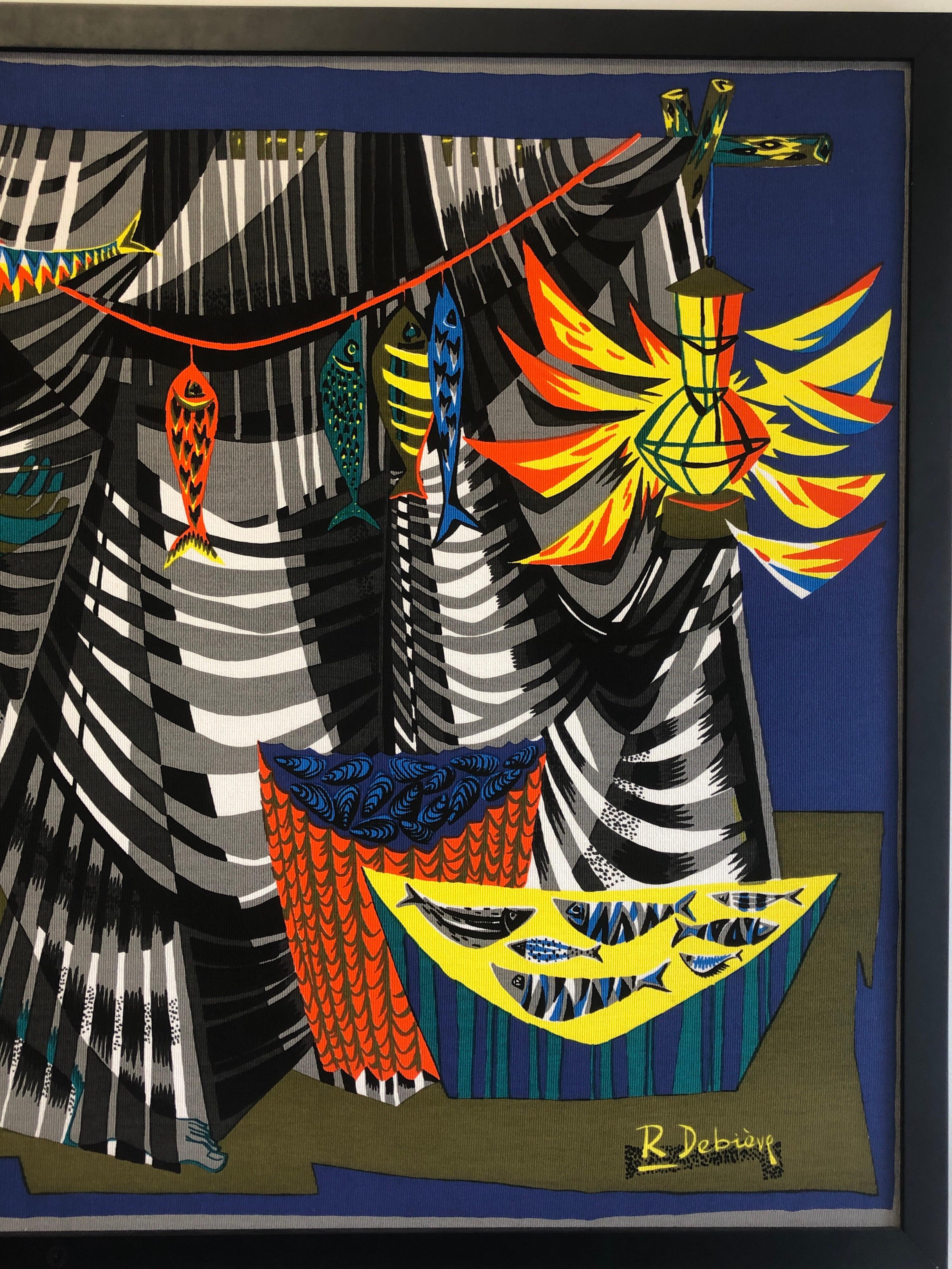 Mid-20th Century Robert Debieve Colorful Wall Hanging Tapestry