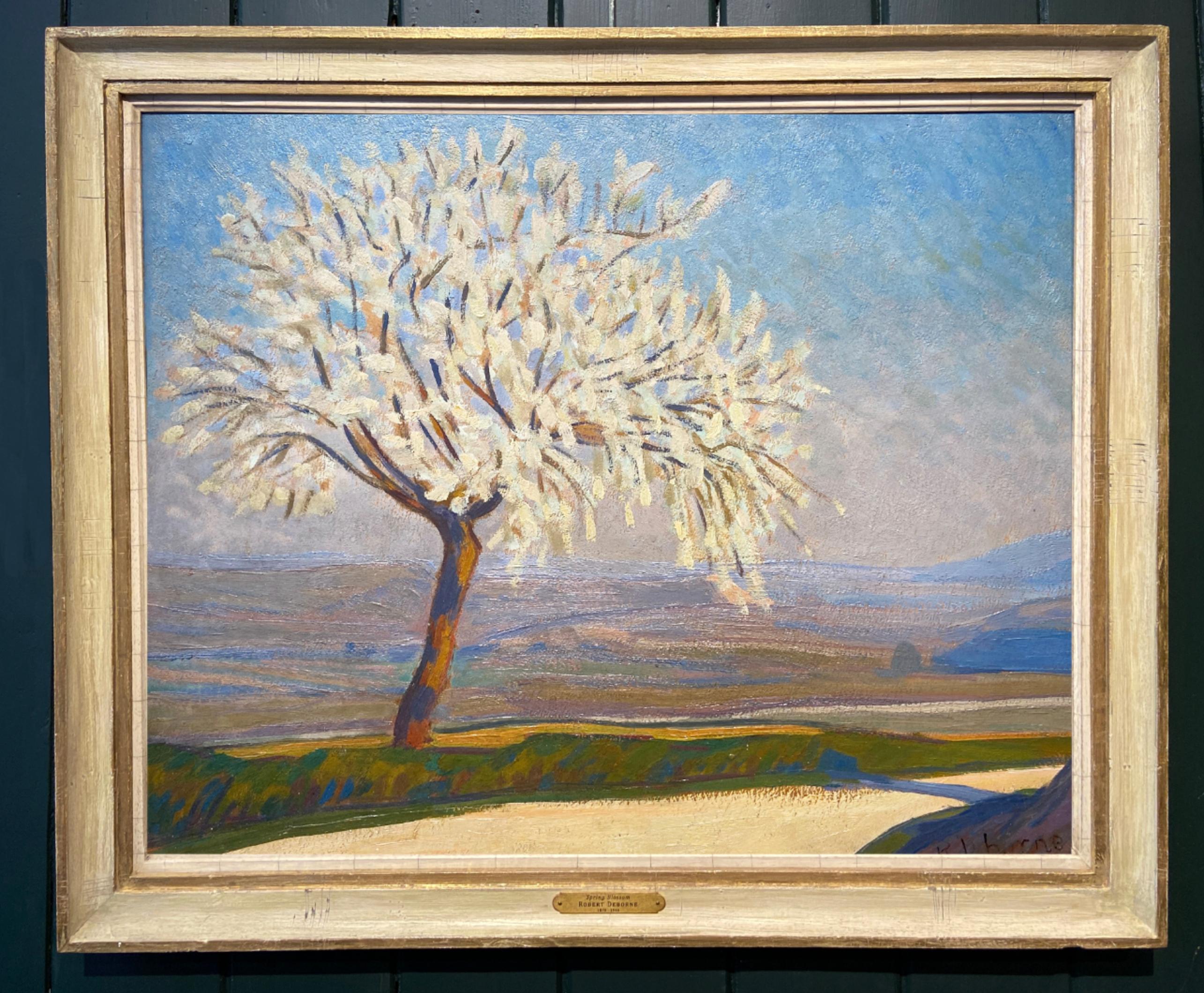Arbre en Fleurs, Oil Landscape, French Post-Impressionist - Painting by Robert Deborne
