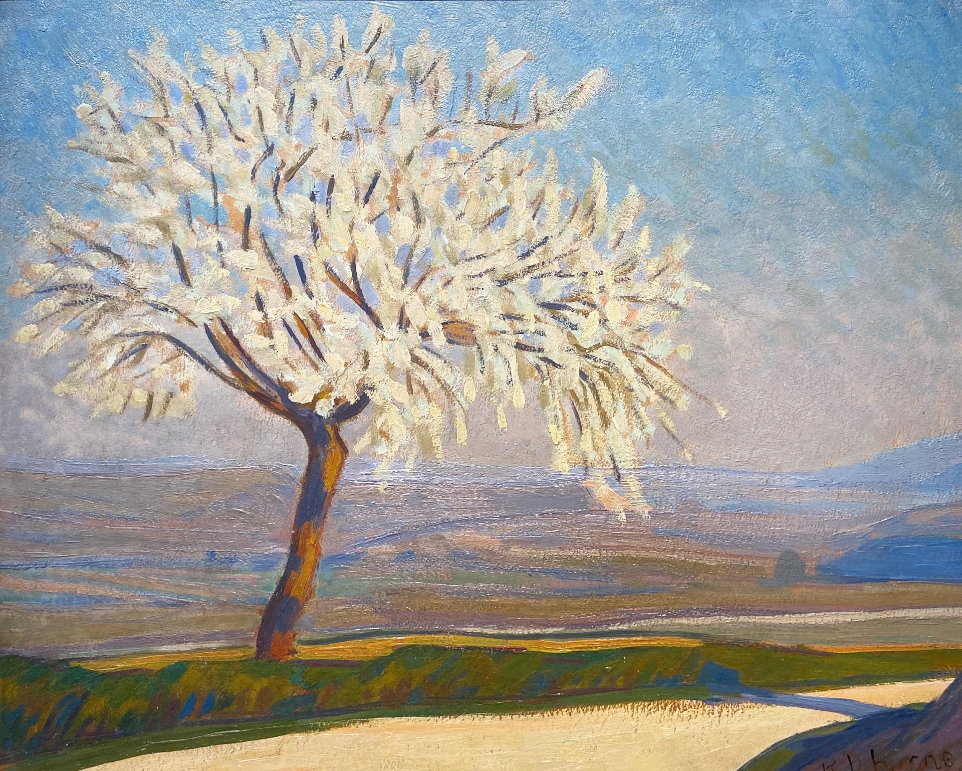Robert Deborne Landscape Painting - Arbre en Fleurs, Oil Landscape, French Post-Impressionist