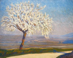 Arbre en fleurs, paysage à l'huile, post-impressionniste français