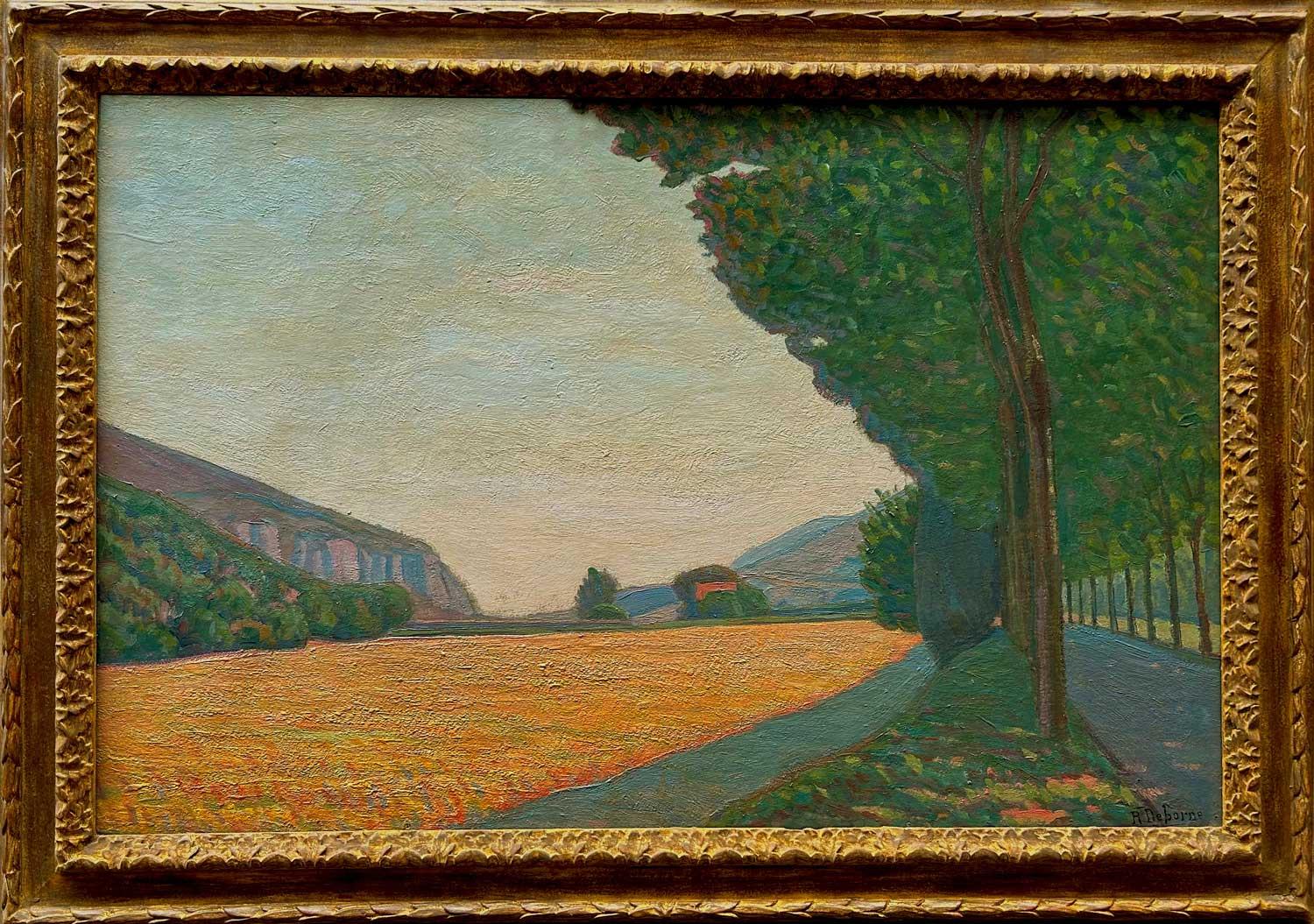 Champ de Blé au Vivarais (Wheat Field in Vivarais) - Painting de Robert Deborne
