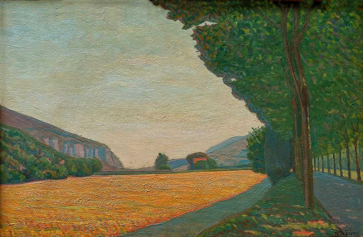 Landscape Painting Robert Deborne - Champ de Blé au Vivarais (Wheat Field in Vivarais)