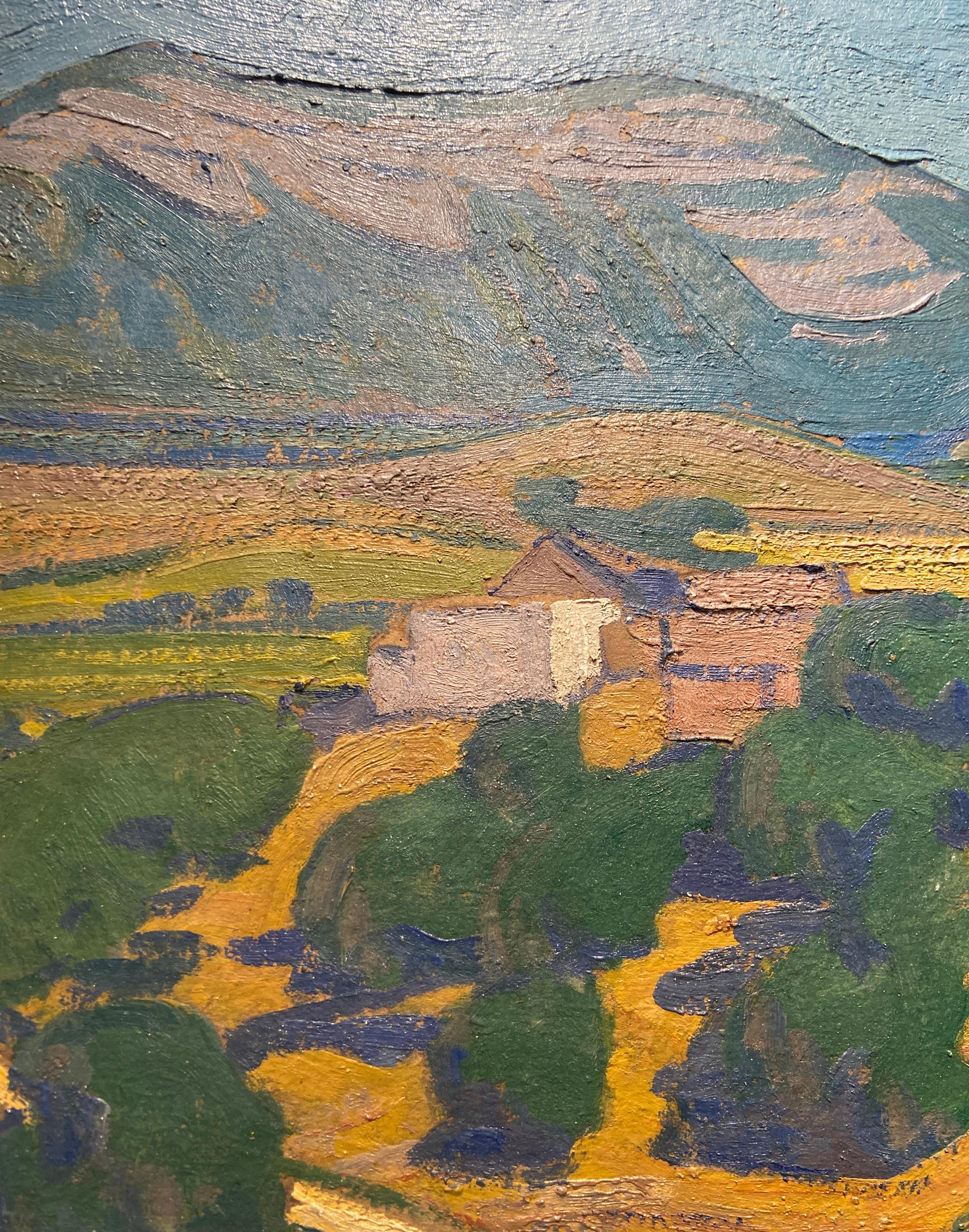 Eglise San Martinu de Patrimonio, Signed Oil on Canvas French Post-Impressionist 1