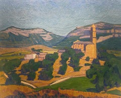 Eglise San Martinu de Patrimonio, Signed Oil on Canvas French Post-Impressionist