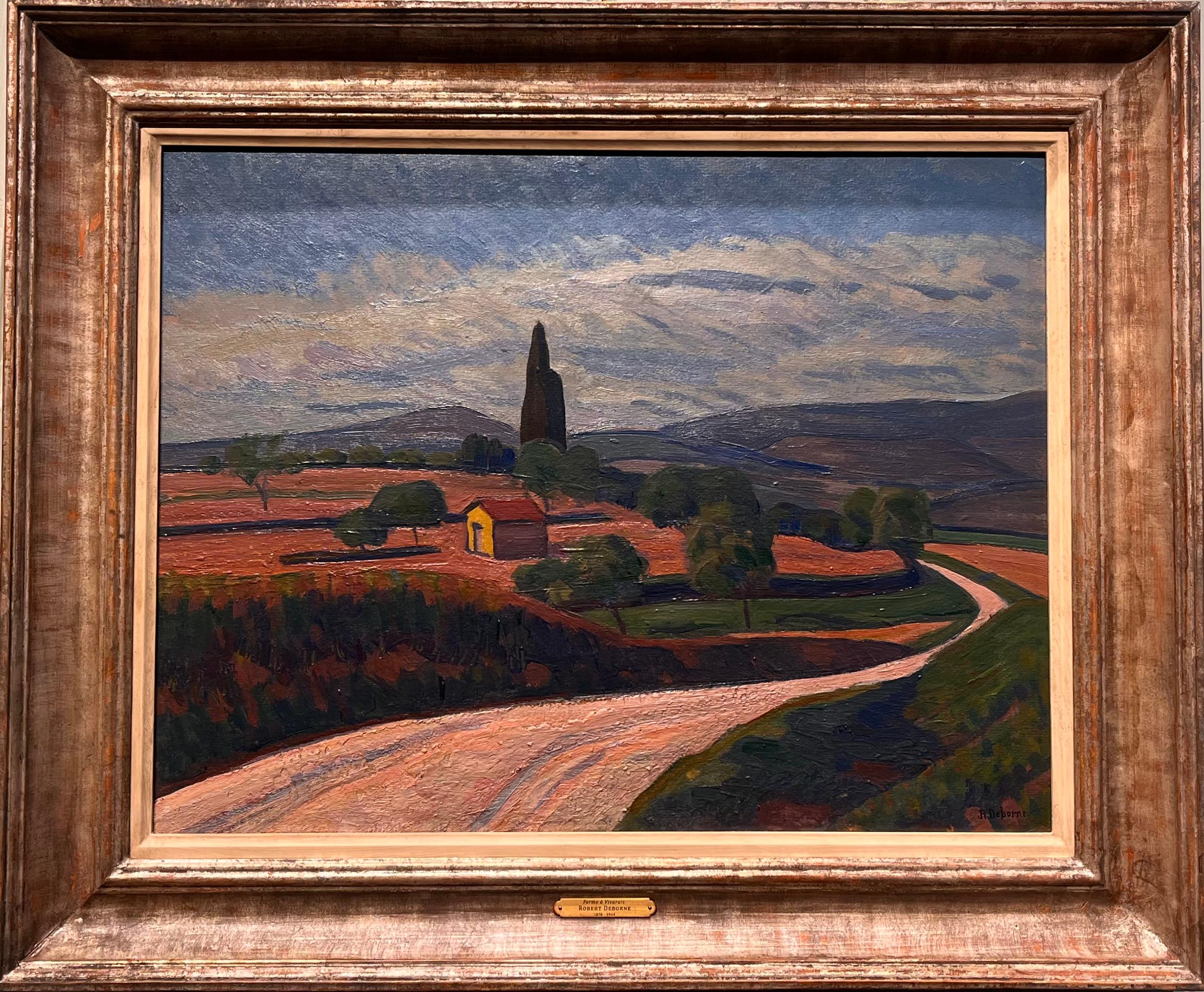 Ferme à Vivarais (Farm in Vivarais) - Painting by Robert Deborne