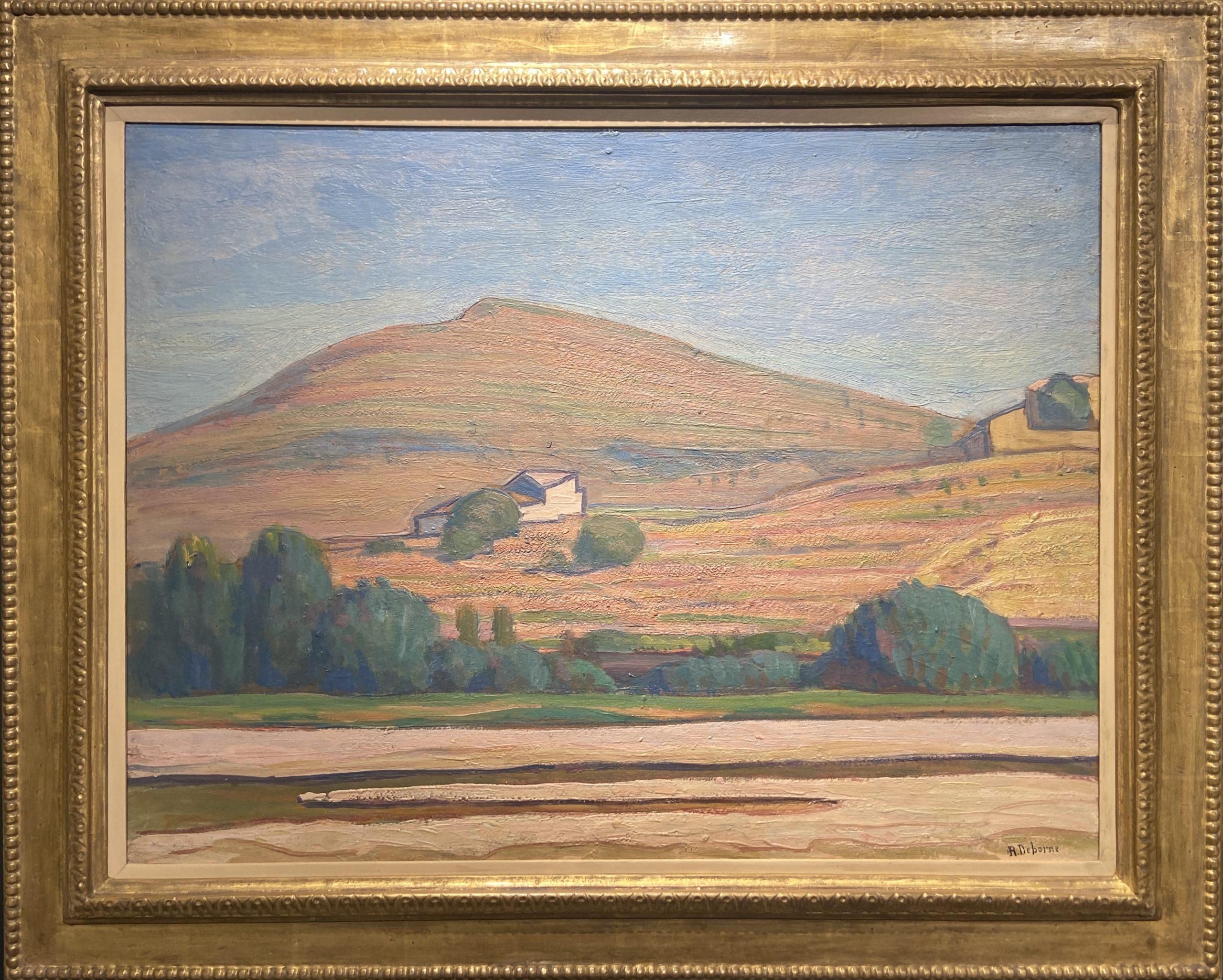 Paysage du Vivarais avec une Ferme, Postimpresionista francés, Pintura firmada - Painting de Robert Deborne