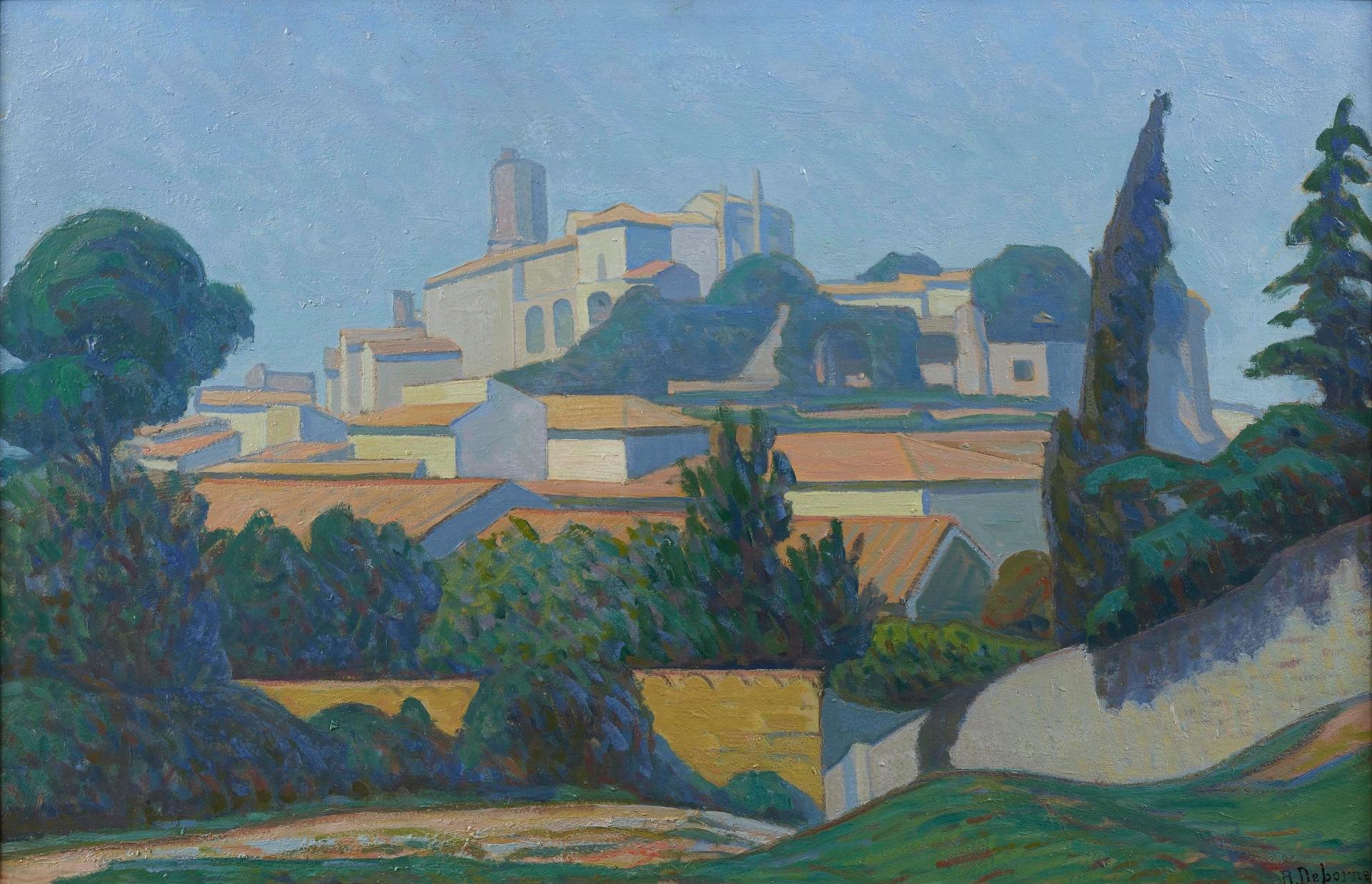 Vue du Viviers (View of Viviers) - Painting de Robert Deborne