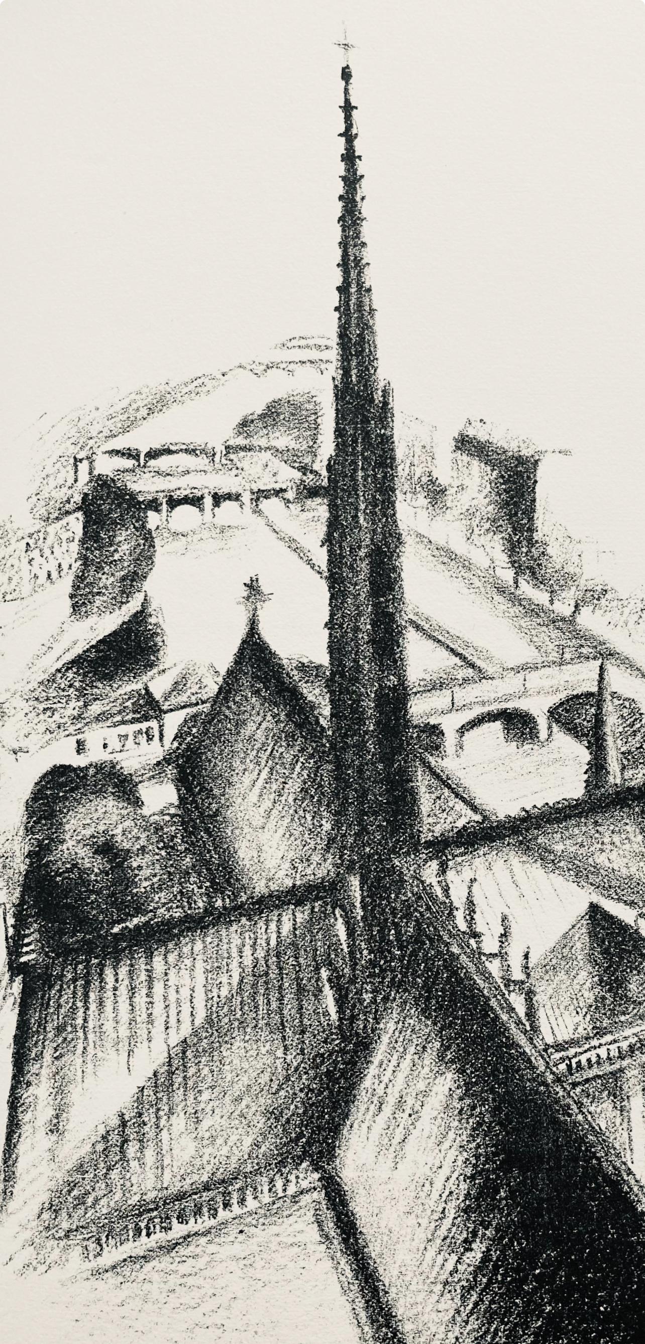 Delaunay, La flèche de Notre-Dame (Habasque 720-728), Allo! Paris! (nach) – Print von Robert Delaunay