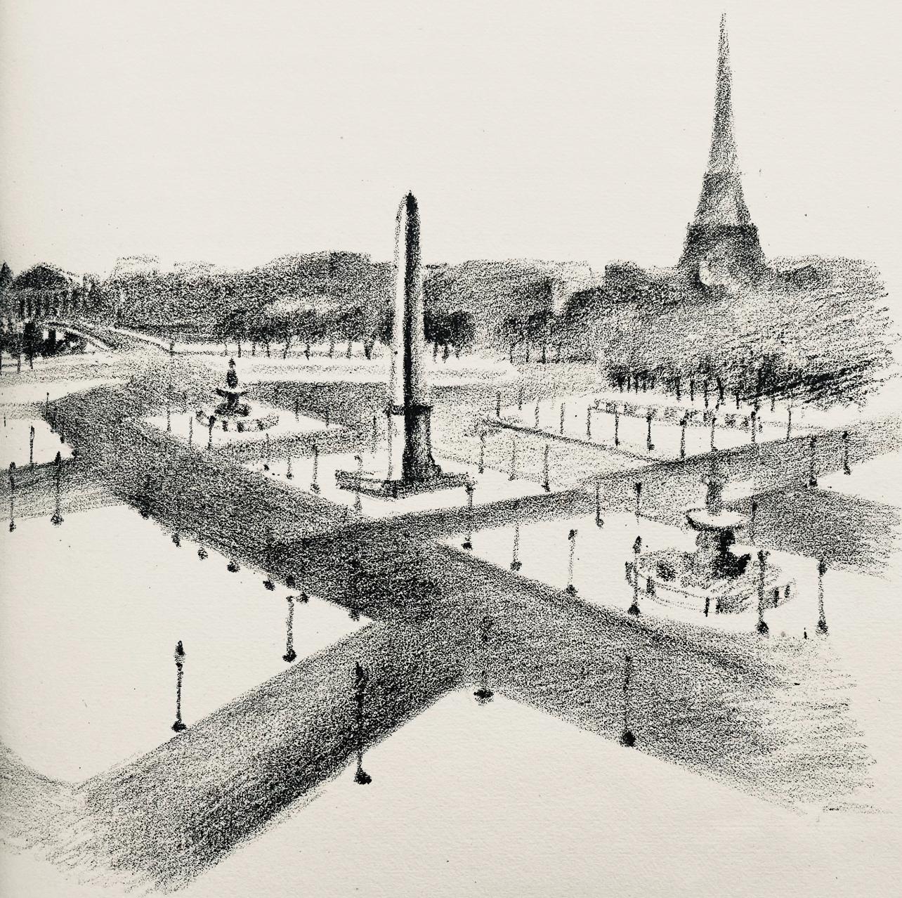 Robert Delaunay Abstract Print - Delaunay, La place de la Concorde (Habasque 720-728), Allo! Paris! (after)