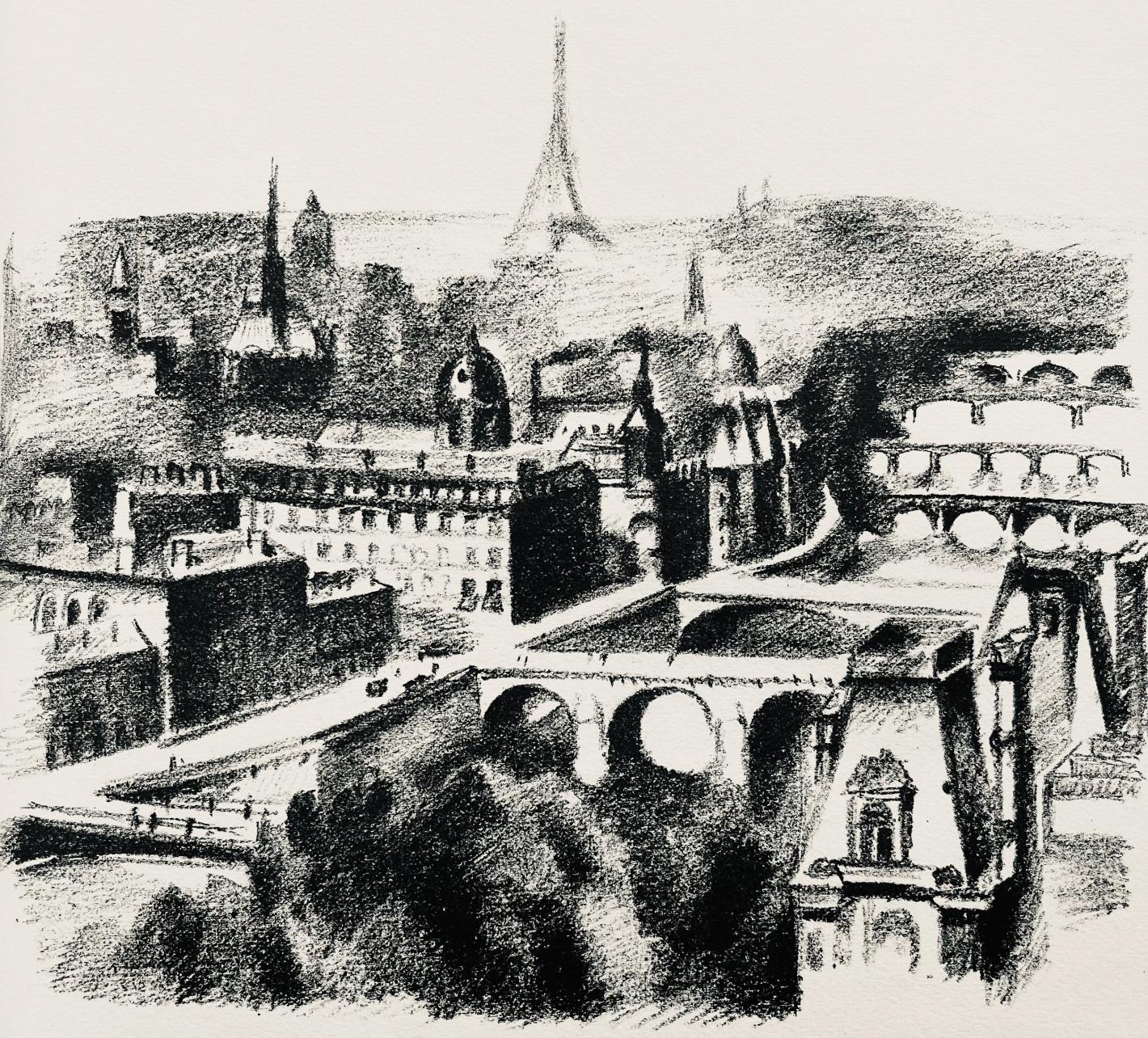 Robert Delaunay Abstract Print - Delaunay, La Seine et La Tour (Habasque 720-728), Allo! Paris! (after)