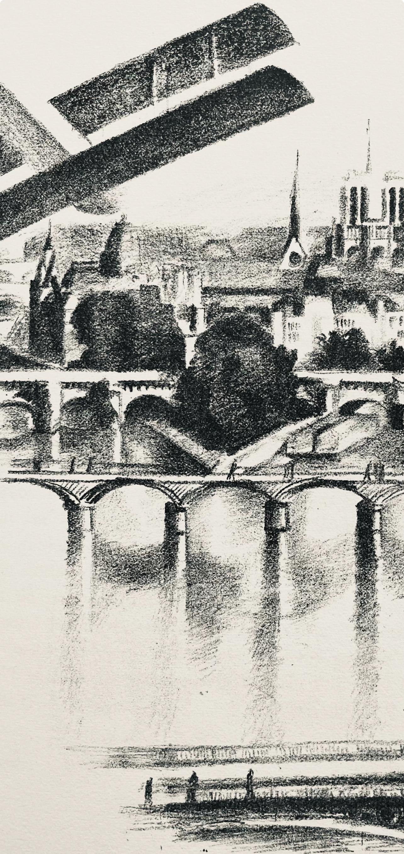 Delaunay, Les ponts de Paris et Notre-Dame (H. 720-728), Allo! Paris! (after) - Modern Print by Robert Delaunay