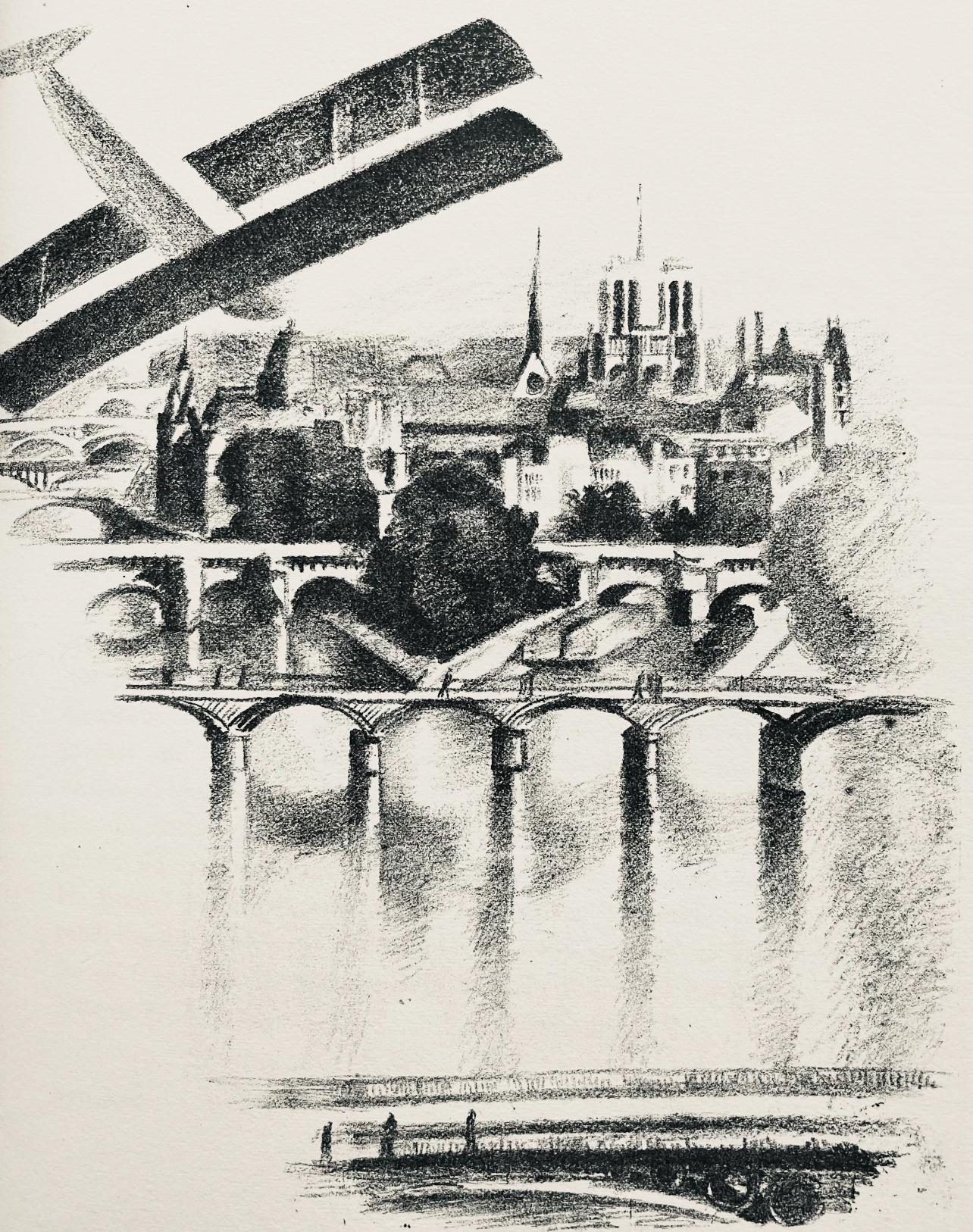 Robert Delaunay Abstract Print - Delaunay, Les ponts de Paris et Notre-Dame (H. 720-728), Allo! Paris! (after)