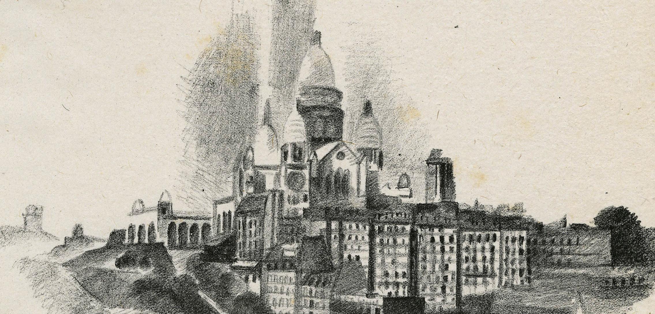 La butte de Montmartre et le Sacre-Couer (El Sagrado Corazón a distancia) - Print Moderno de Robert Delaunay