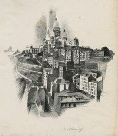La butte de Montmartre et le Sacre-Couer (il Sacro Cuore da lontano)