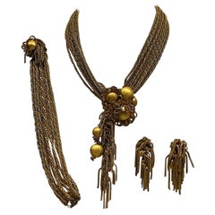 Vintage Robert DeMario 1950s Multi Strand Fringe Parure