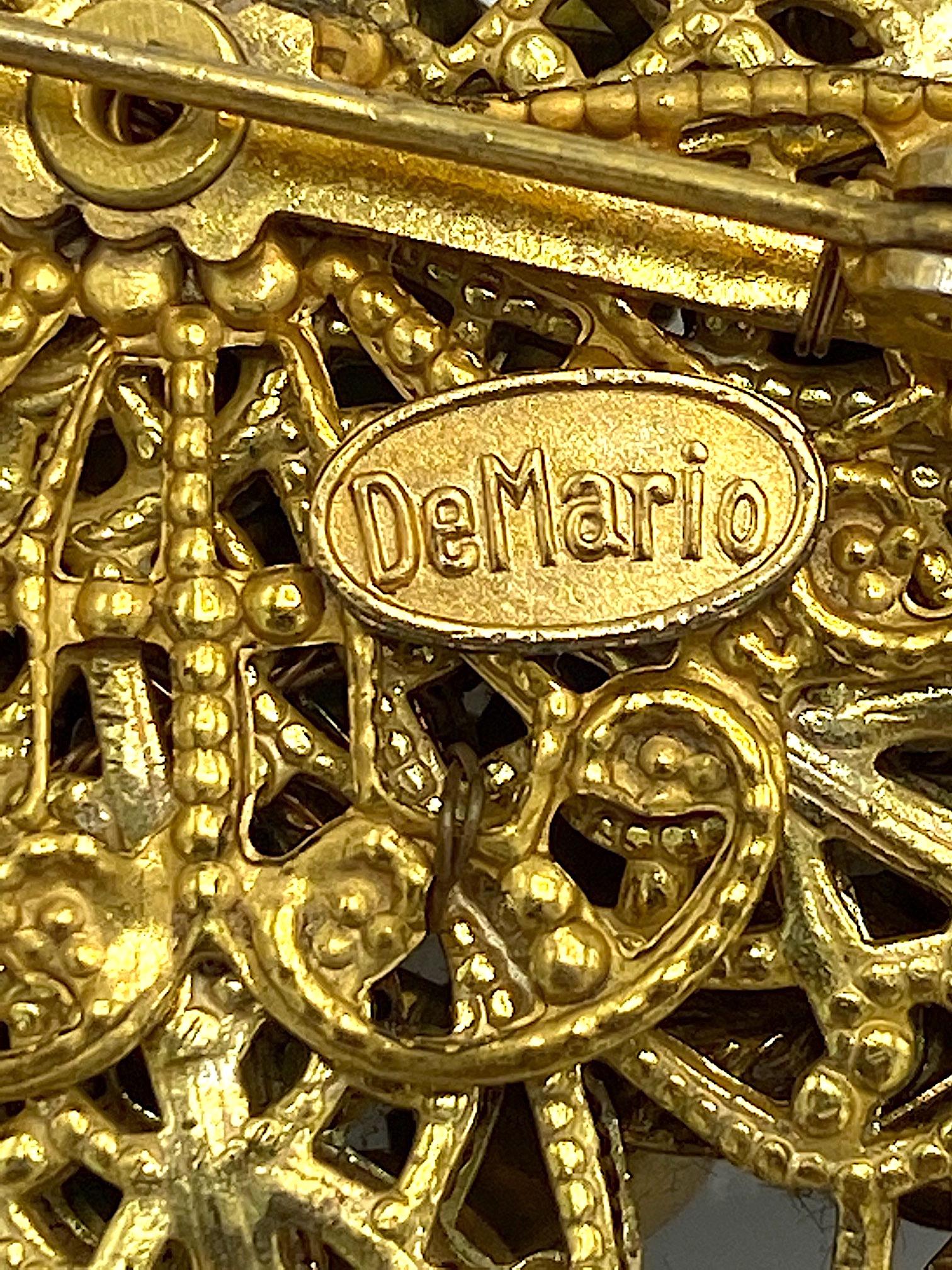 Robert DeMario Huge Gold and Seed Pearl Glass Brooch circa 1960 9