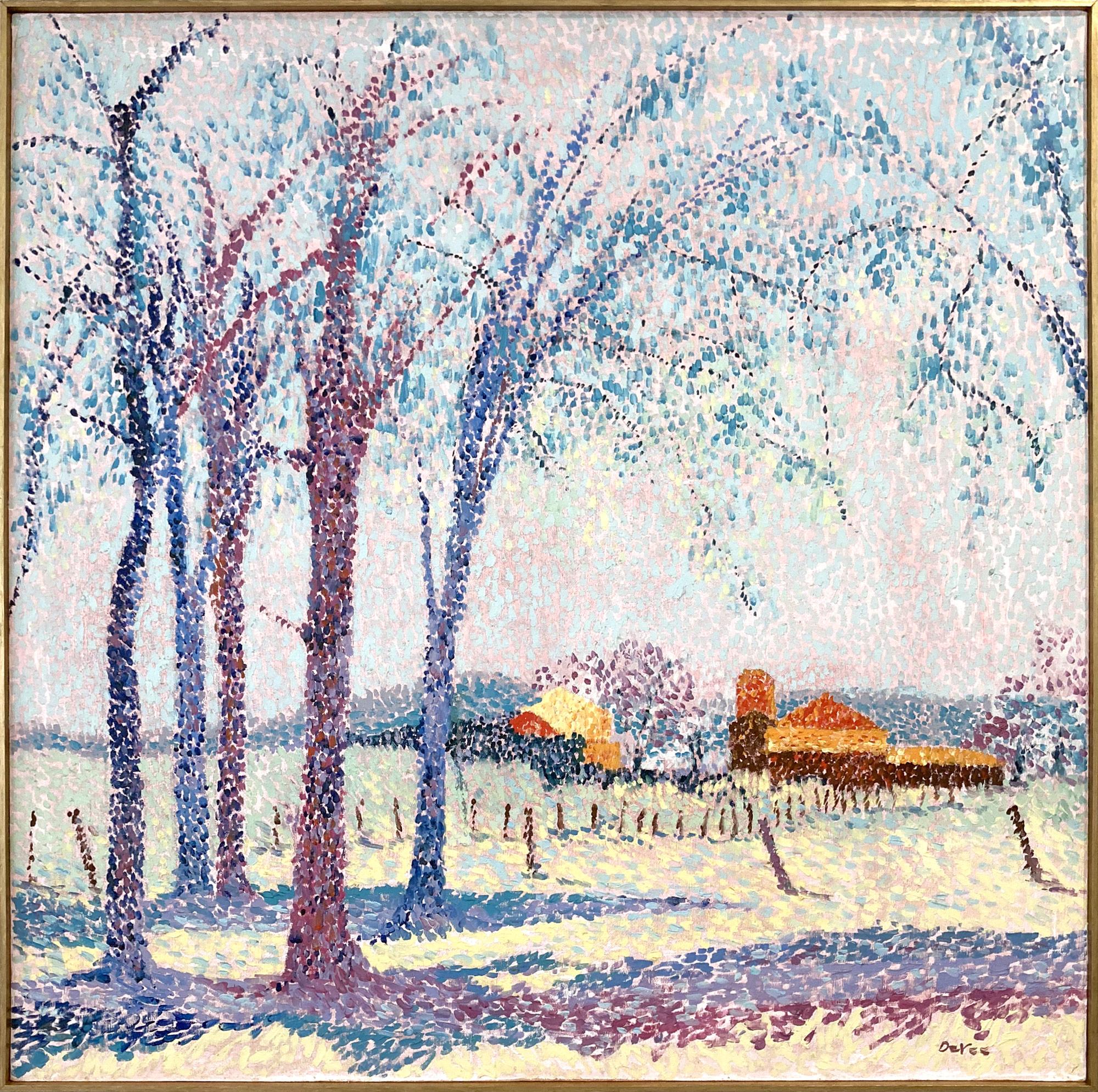 "Landschaft auf dem Land" Pointillistische Landschaft Ölgemälde auf Leinwand